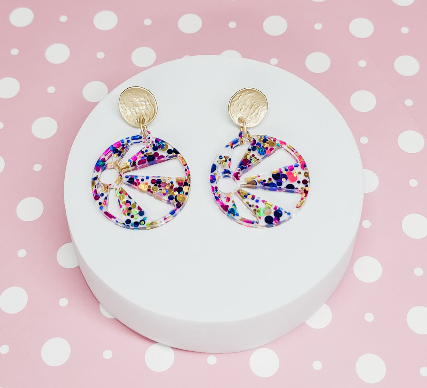 Beach Ball Acrylic Earrings, Beach Accessories, Fun Summer Jewelry, Hypoallergenic Studs
