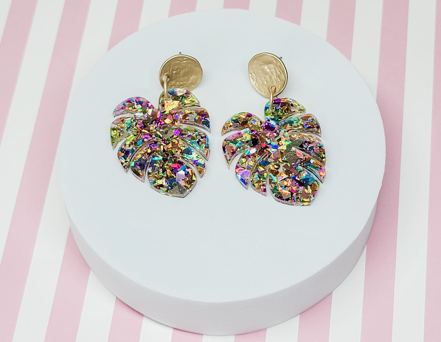 Monstera Earrings, Summer Acrylic Dangles, Leaf Jewelry, Plant Lover Gift, Tropical Earring