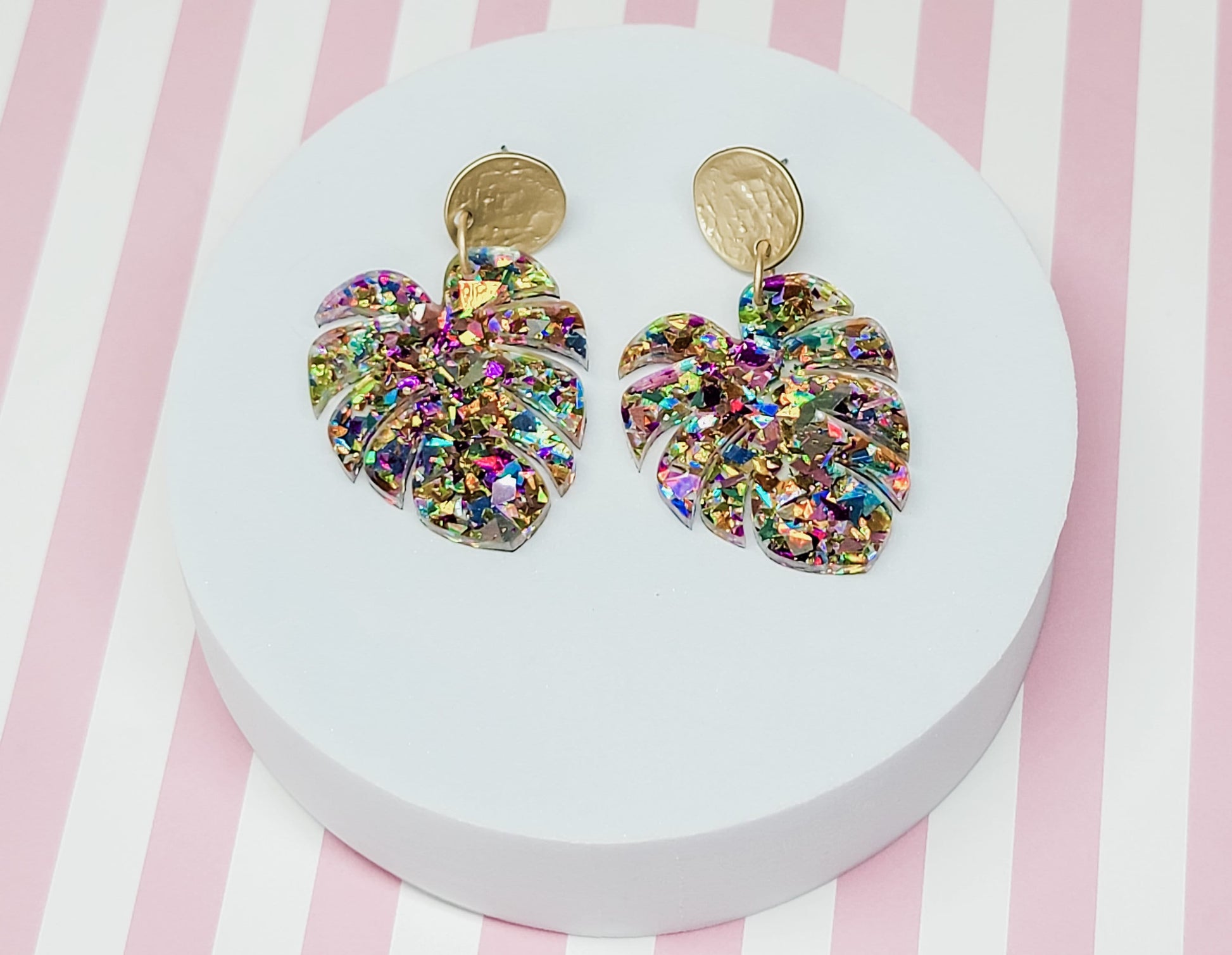 Monstera Earrings, Summer Acrylic Dangles, Leaf Jewelry, Plant Lover Gift, Tropical Earring