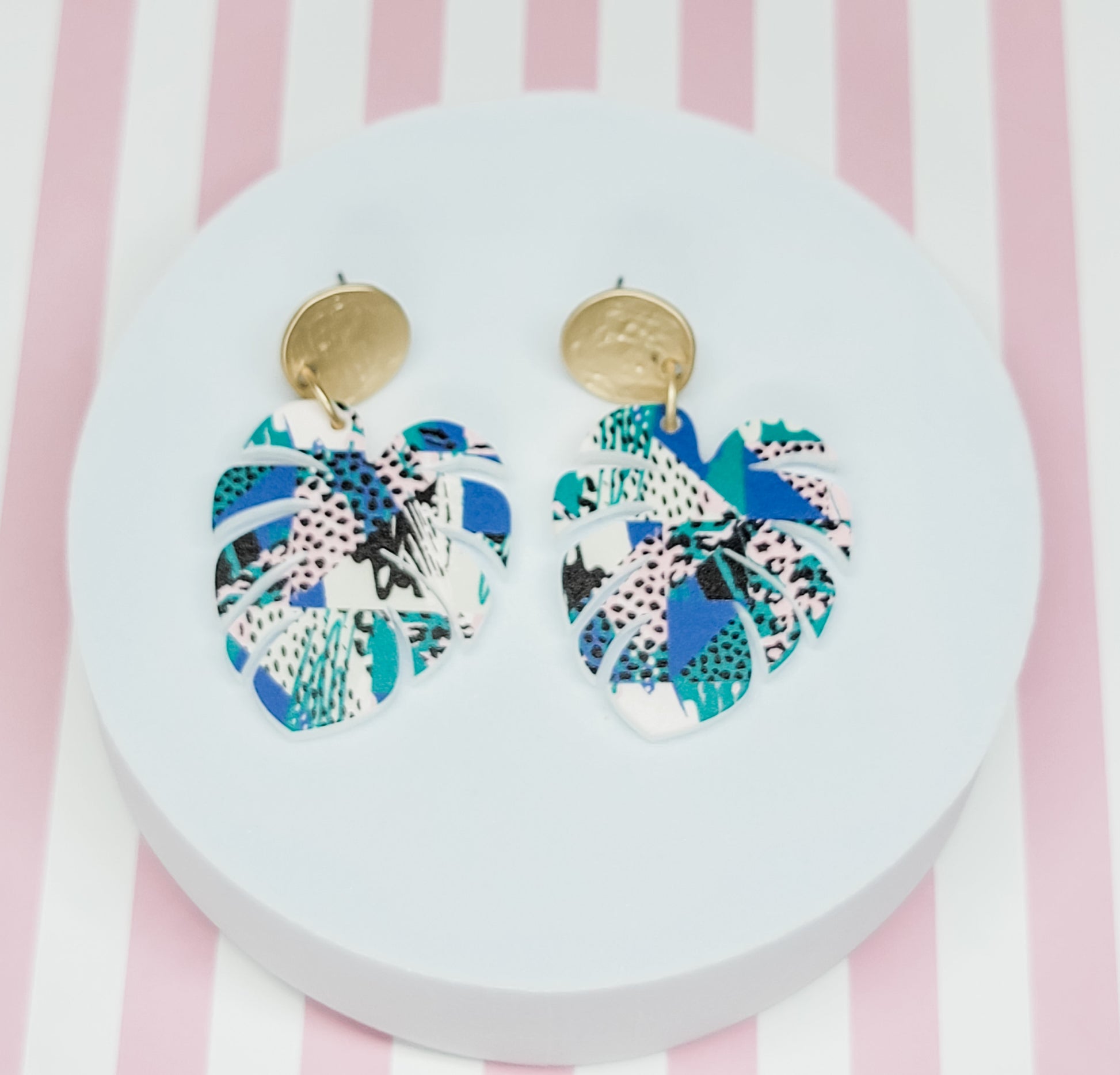 Monstera Earrings, Summer Acrylic Dangles, Leaf Jewelry, Plant Lover Gift, Tropical Earring