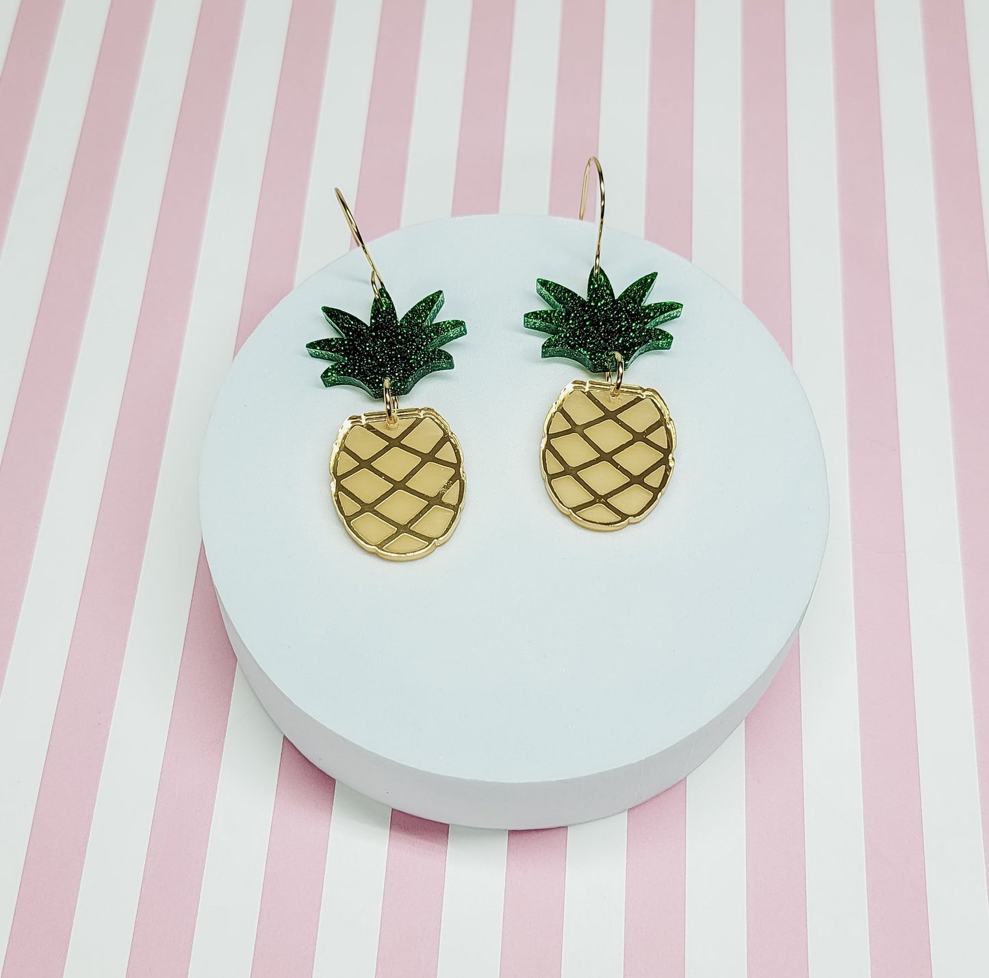 Pineapple Acrylic Earrings, Summer Jewelry, Fruit Earrings, Glitter Pineapple Earrings, Tropical Accessories