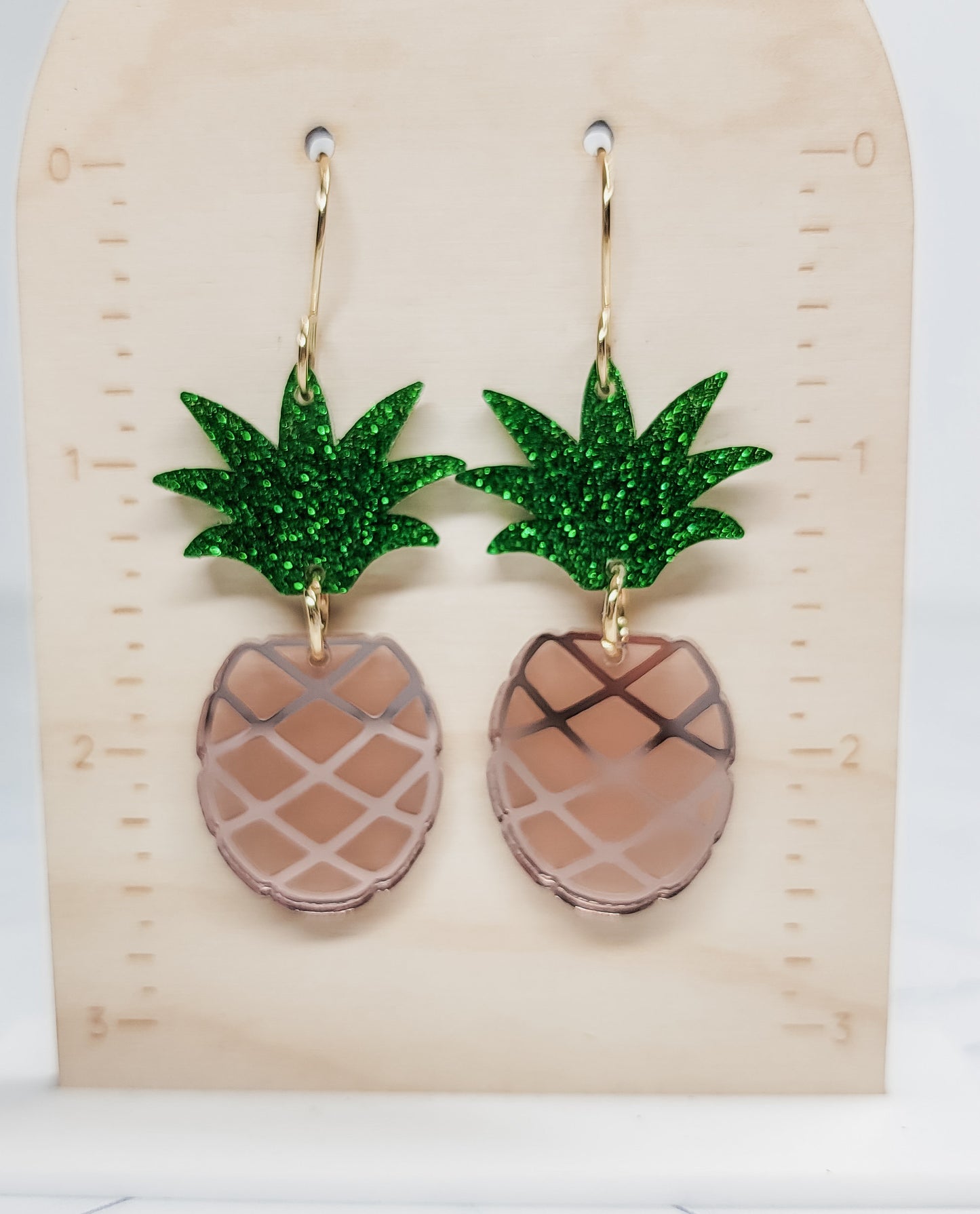 Pineapple Acrylic Earrings, Summer Jewelry, Fruit Earrings, Glitter Pineapple Earrings, Tropical Accessories