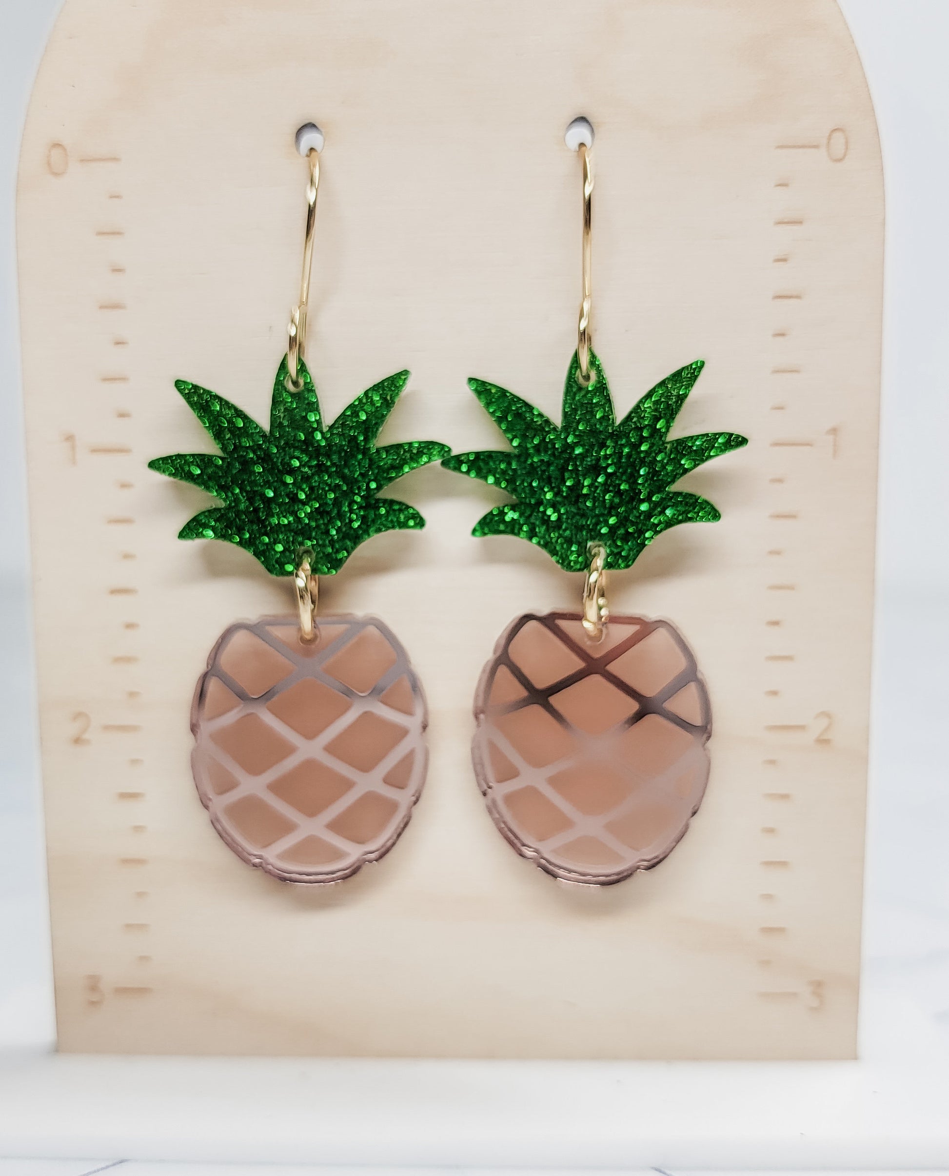 Pineapple Acrylic Earrings, Summer Jewelry, Fruit Earrings, Glitter Pineapple Earrings, Tropical Accessories