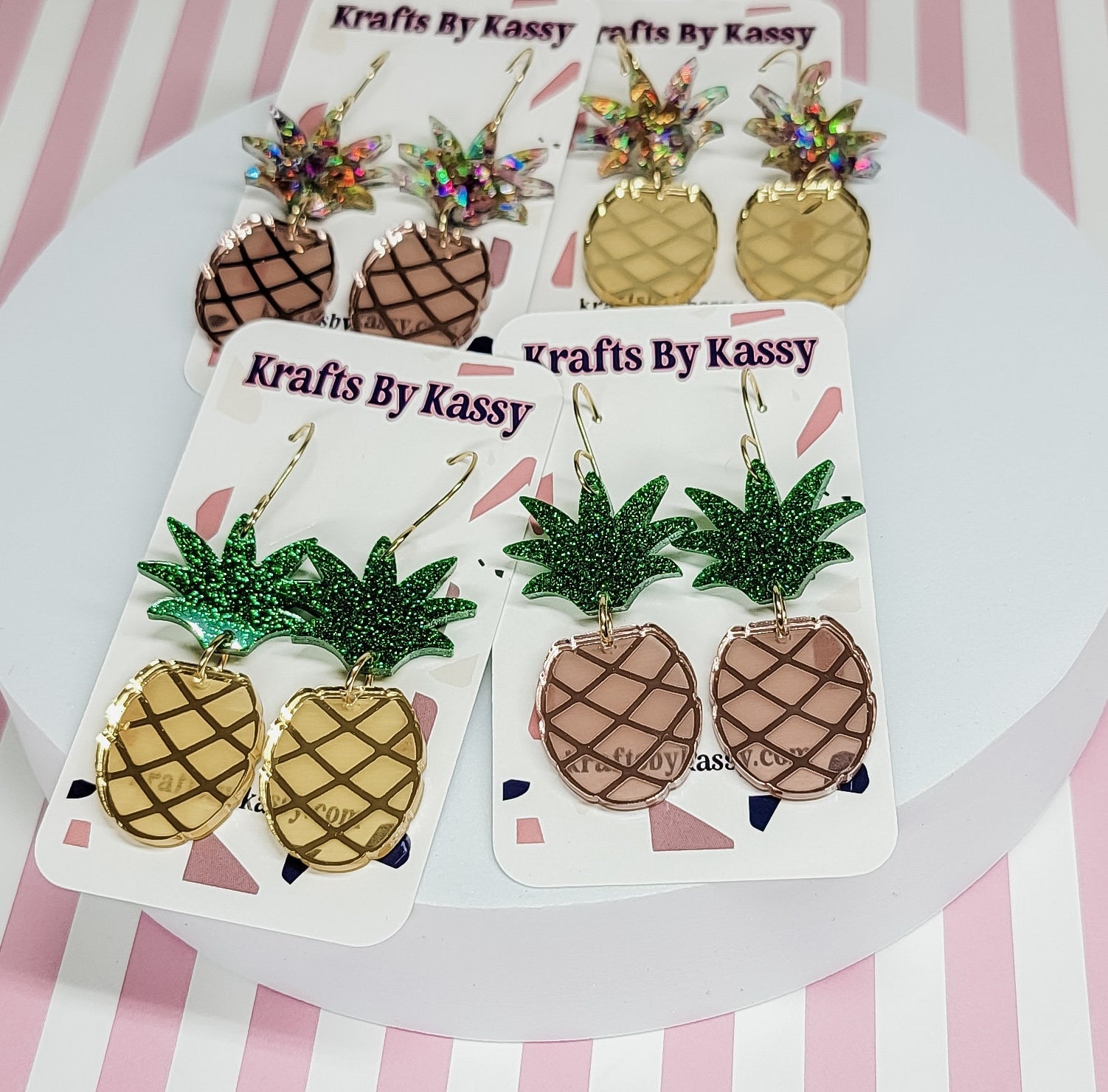 Pineapple Acrylic Earrings, Summer Jewelry, Fruit Earrings, Glitter Pineapple Earrings, Tropical Accessories