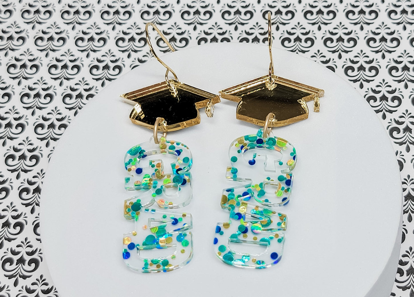 Grad Earrings, Senior Jewelry, Graduation Accessories, Statement Acrylic Earrings, Graduation Gift