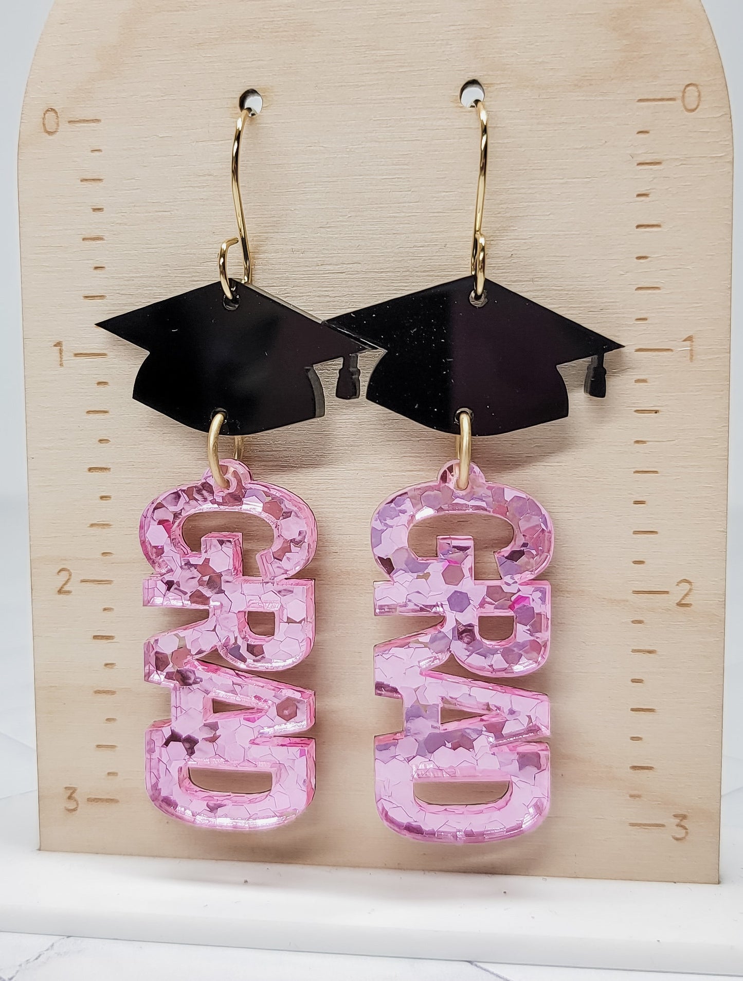 Grad Earrings, Senior Jewelry, Graduation Accessories, Statement Acrylic Earrings, Graduation Gift