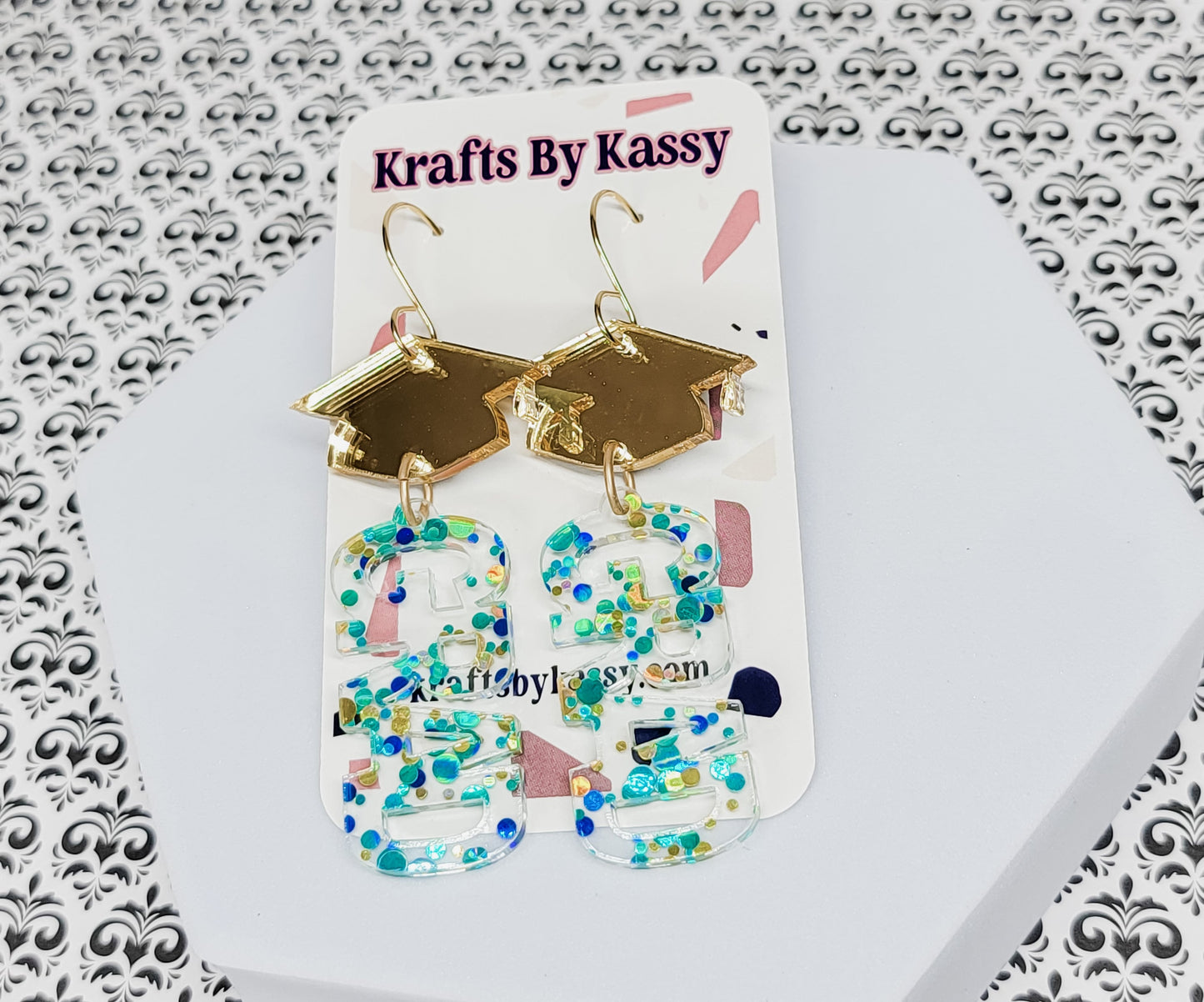 Grad Earrings, Senior Jewelry, Graduation Accessories, Statement Acrylic Earrings, Graduation Gift