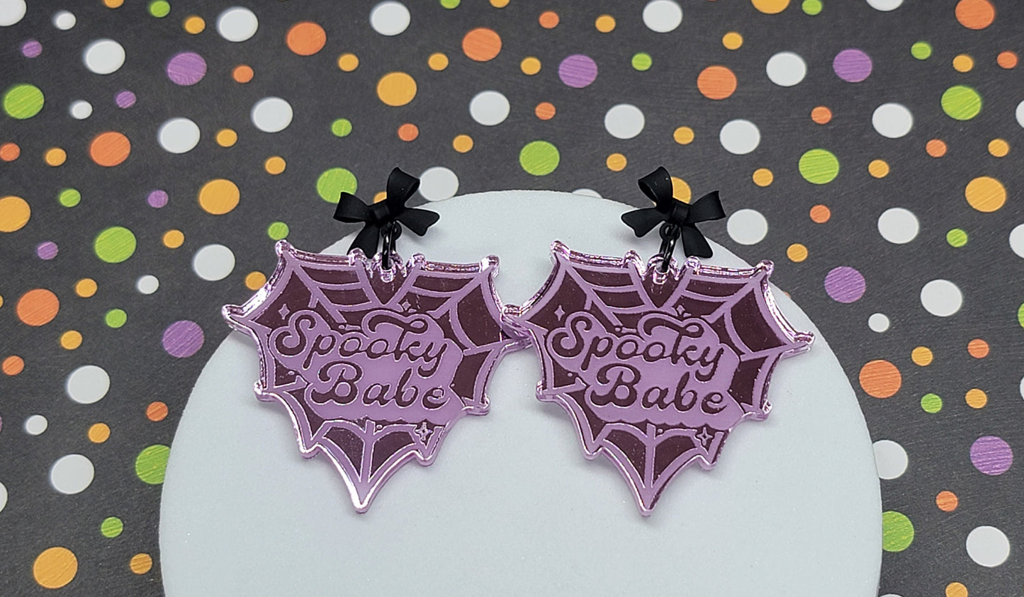 Spooky Babe Spiderweb Earrings, Acrylic Statement Earrings, Halloween Jewelry, Fall Accessories, Spooky Jewelry, Halloween Lover