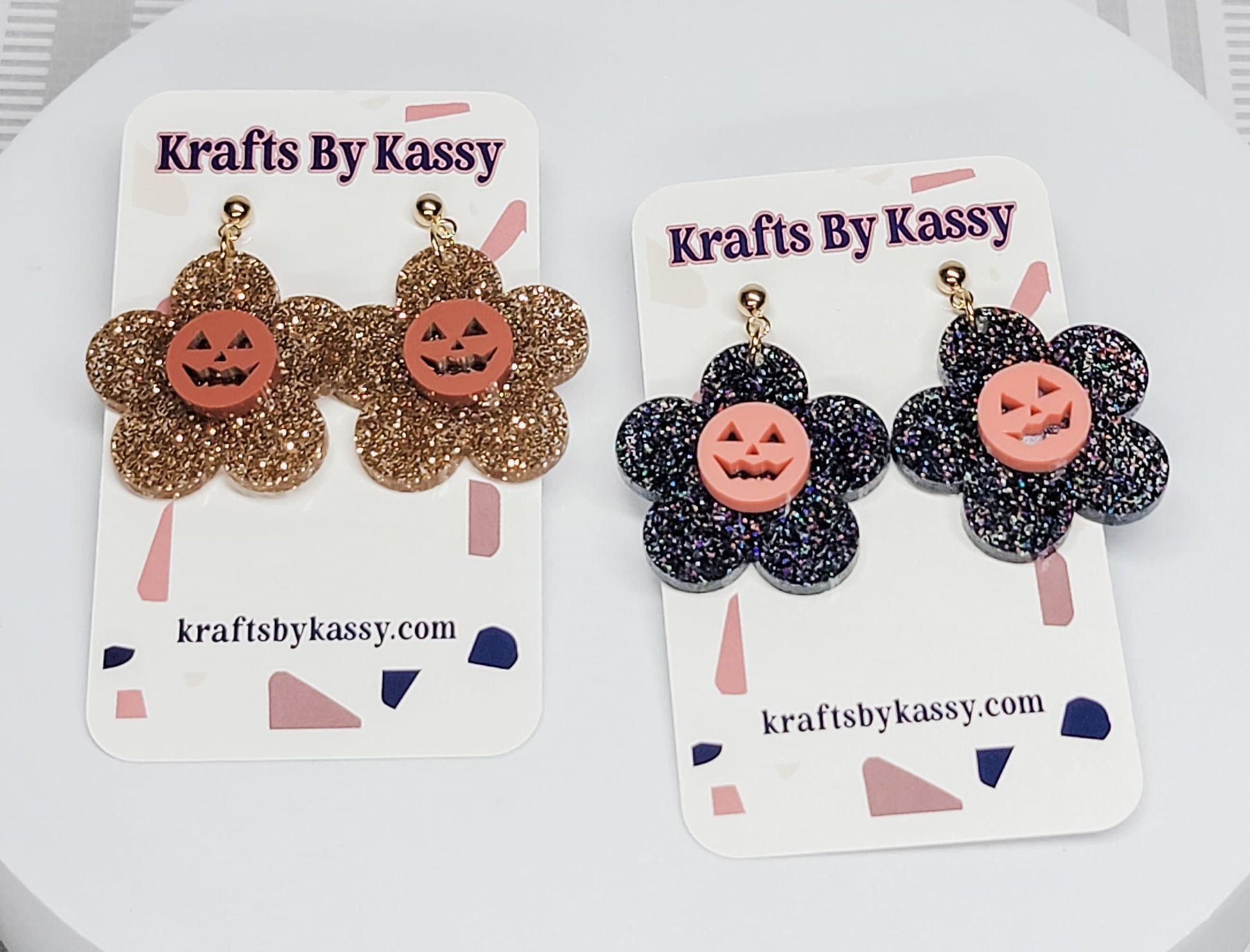 Jack O'Lantern Daisy Earrings, Halloween Earrings, Acrylic Pumpkin Earrings, Statement Earrings, Fall Jewelry, Halloween Lover Gift