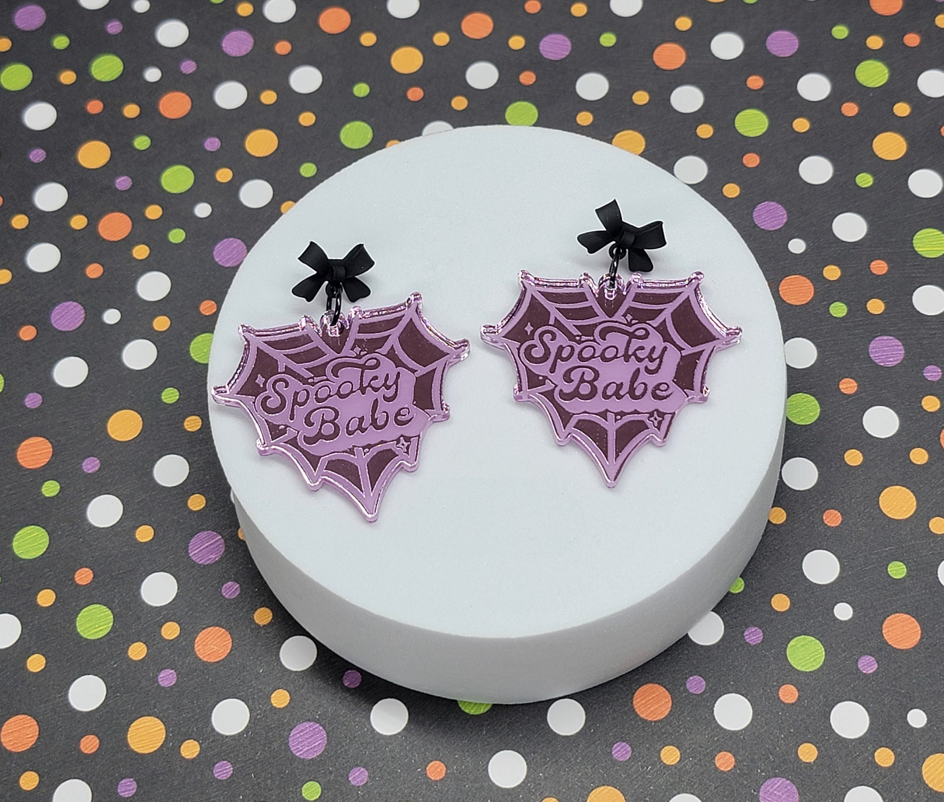 Spooky Babe Spiderweb Earrings, Acrylic Statement Earrings, Halloween Jewelry, Fall Accessories, Spooky Jewelry, Halloween Lover