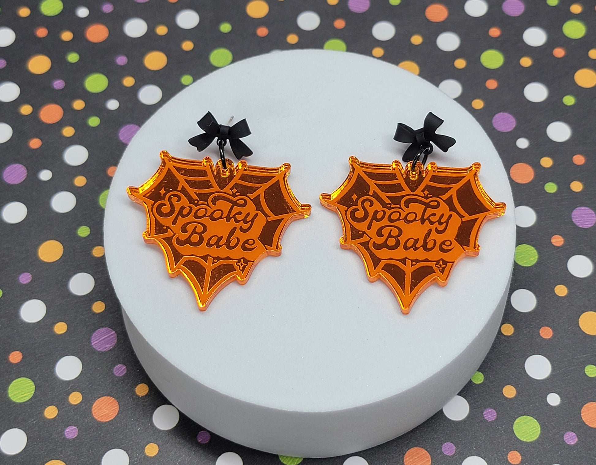 Spooky Babe Spiderweb Earrings, Acrylic Statement Earrings, Halloween Jewelry, Fall Accessories, Spooky Jewelry, Halloween Lover