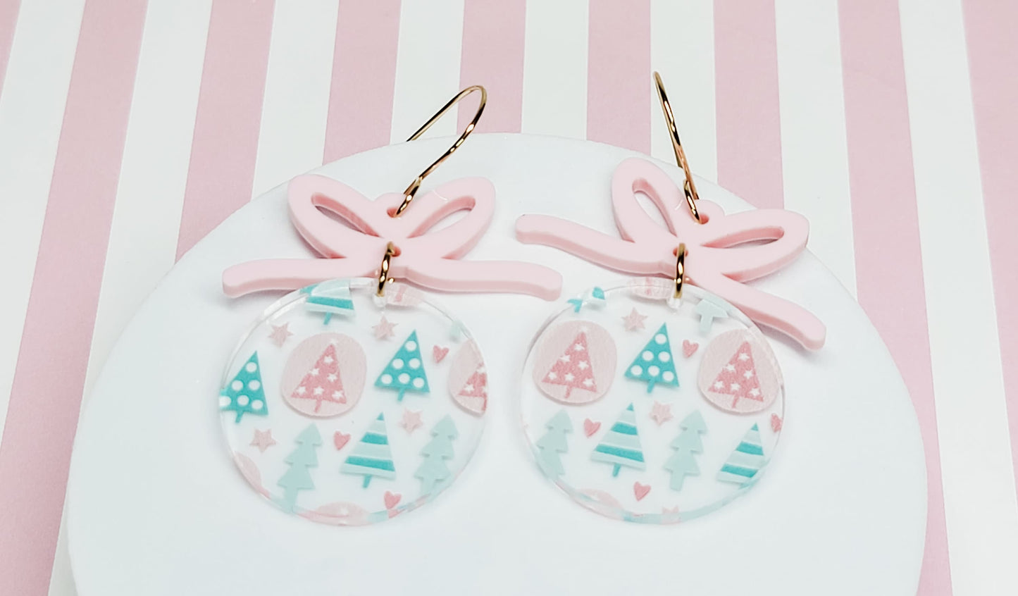Christmas Tree Earrings, Christmas Jewelry, Holiday Winter Accessories, Statement Acrylic Earrings, Acrylic Earrings, Pastel Christmas