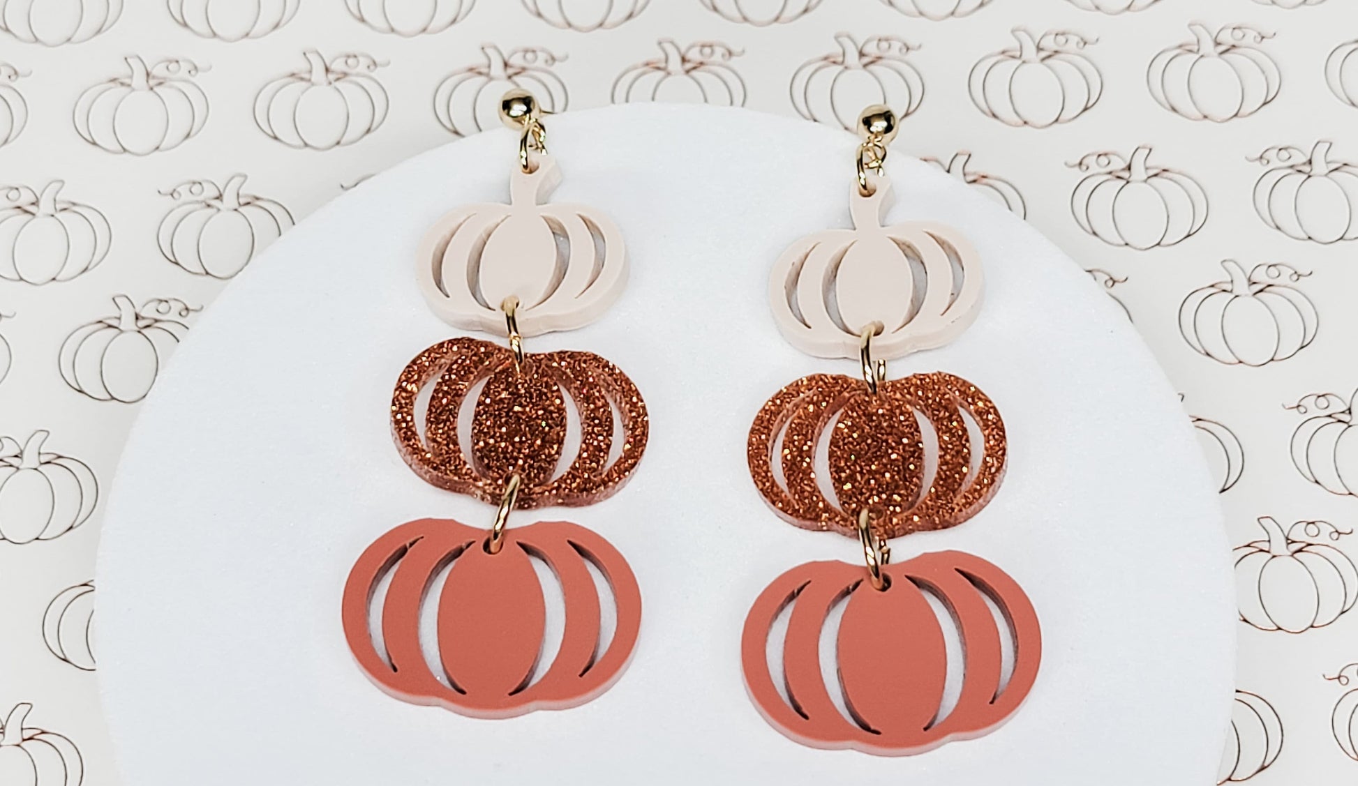 Stacked Pumpkin Earrings, Thanksgiving Earrings, Acrylic Pumpkin Earrings, Ombre Pumpkin Fall Earrings, Fall Jewelry, Pumpkin Jewelry