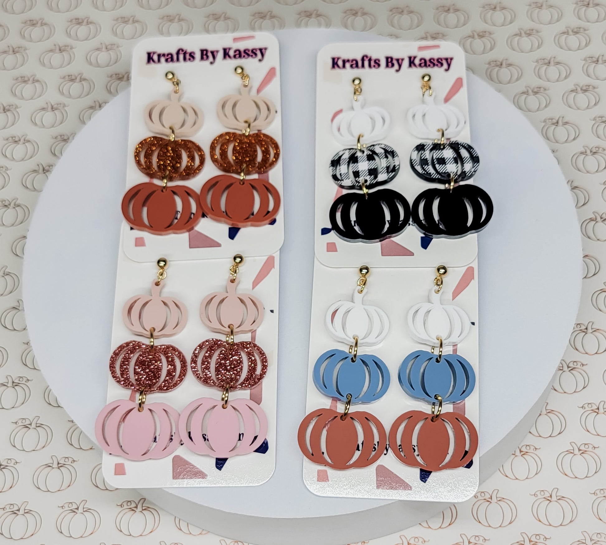 Stacked Pumpkin Earrings, Thanksgiving Earrings, Acrylic Pumpkin Earrings, Ombre Pumpkin Fall Earrings, Fall Jewelry, Pumpkin Jewelry