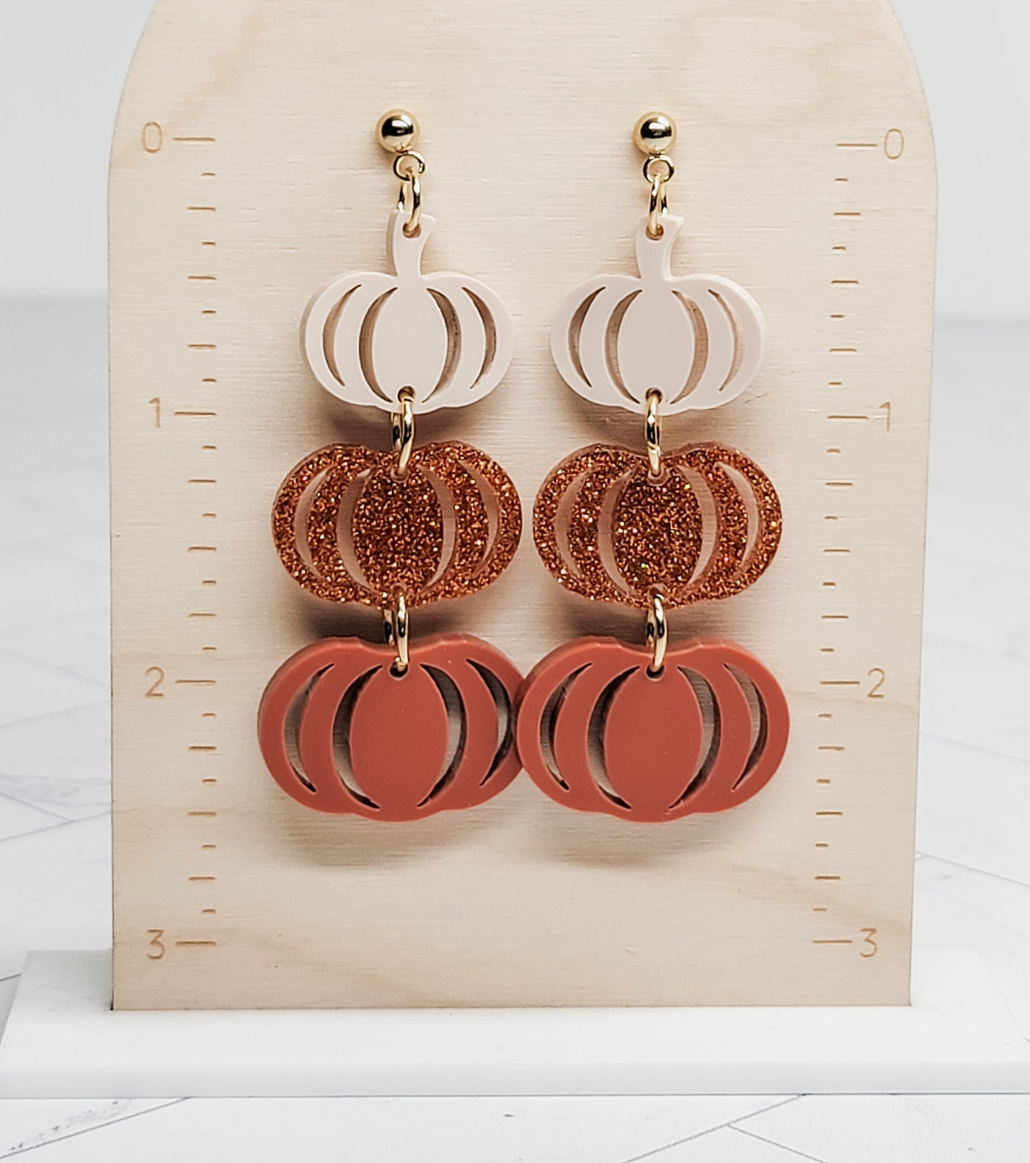 Stacked Pumpkin Earrings, Thanksgiving Earrings, Acrylic Pumpkin Earrings, Ombre Pumpkin Fall Earrings, Fall Jewelry, Pumpkin Jewelry