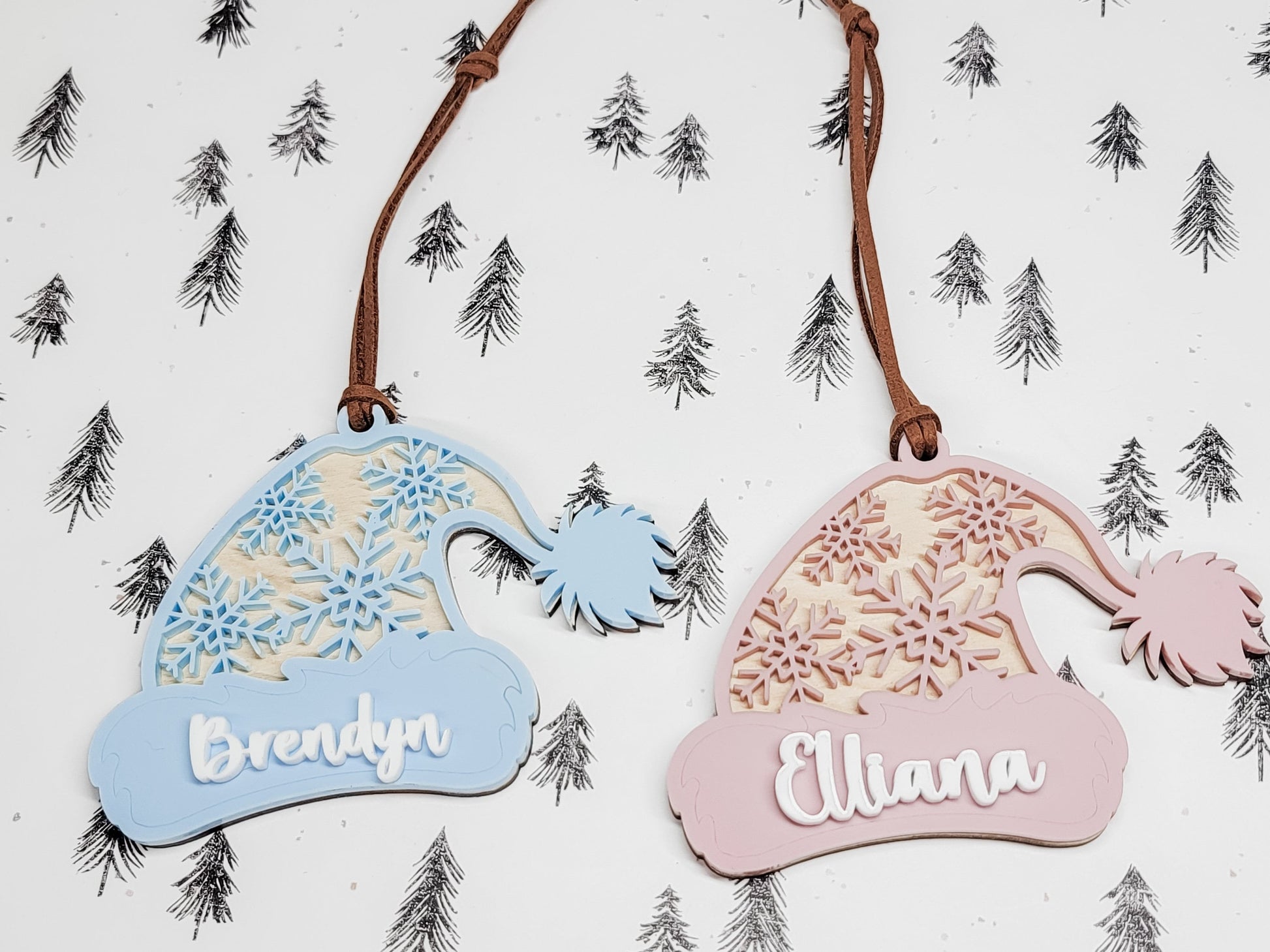 Winter Hat Personalized Ornament, Christmas Decor, Gift Tag, Acrylic and Wood Ornament, Family Ornament, Gift For Grandkids