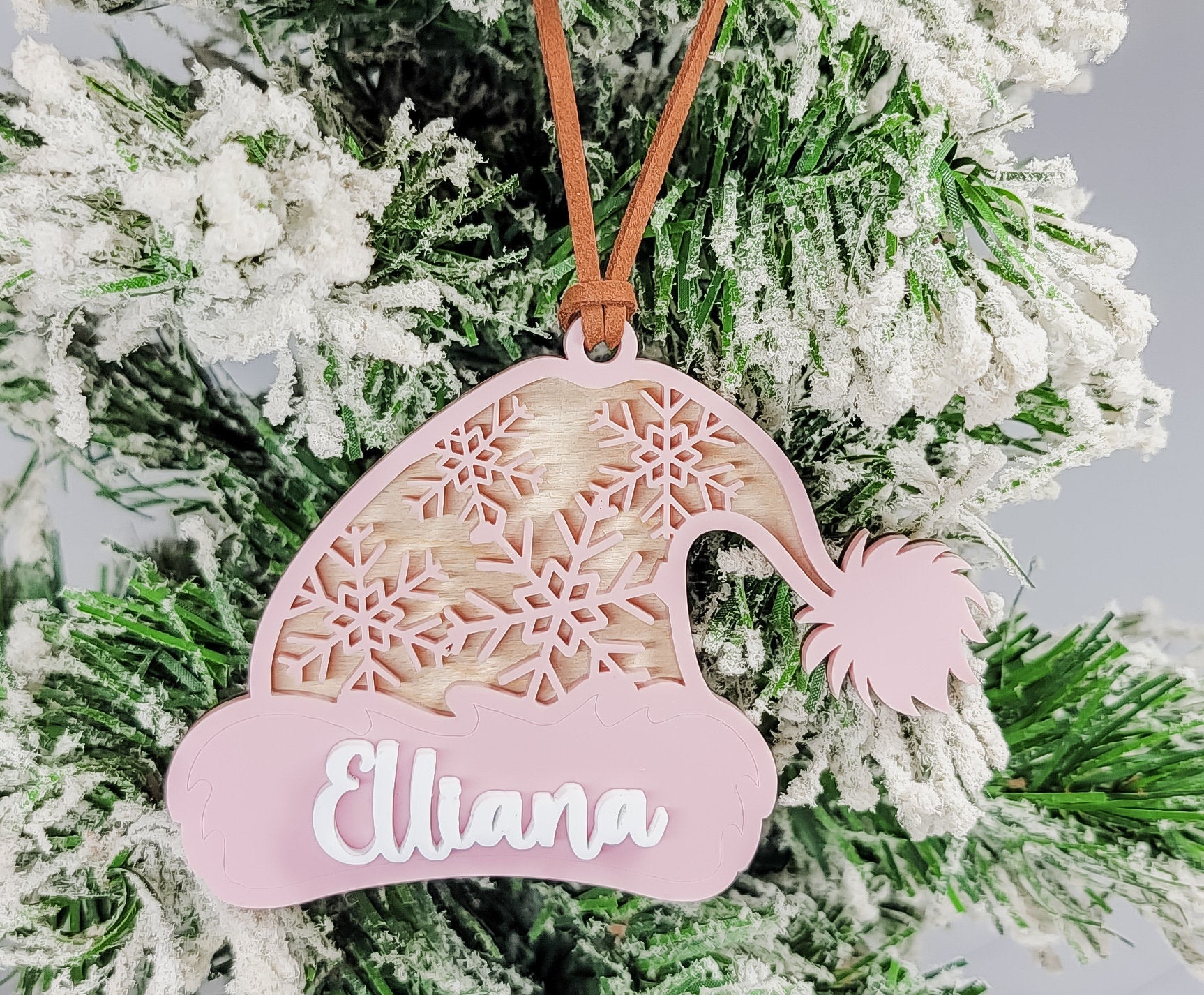 Winter Hat Personalized Ornament, Christmas Decor, Gift Tag, Acrylic and Wood Ornament, Family Ornament, Gift For Grandkids