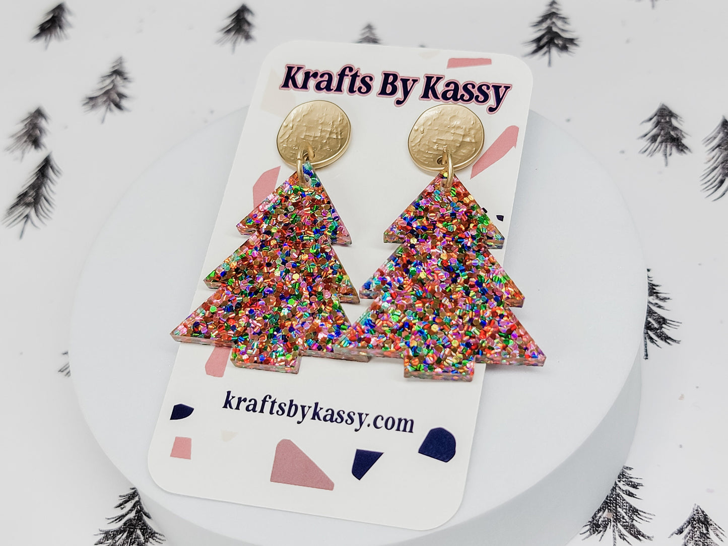 Christmas Tree Earrings, Glitter Trees, Holiday Winter Accessories, Statement Acrylic Earrings, Christmas Acrylic Earrings