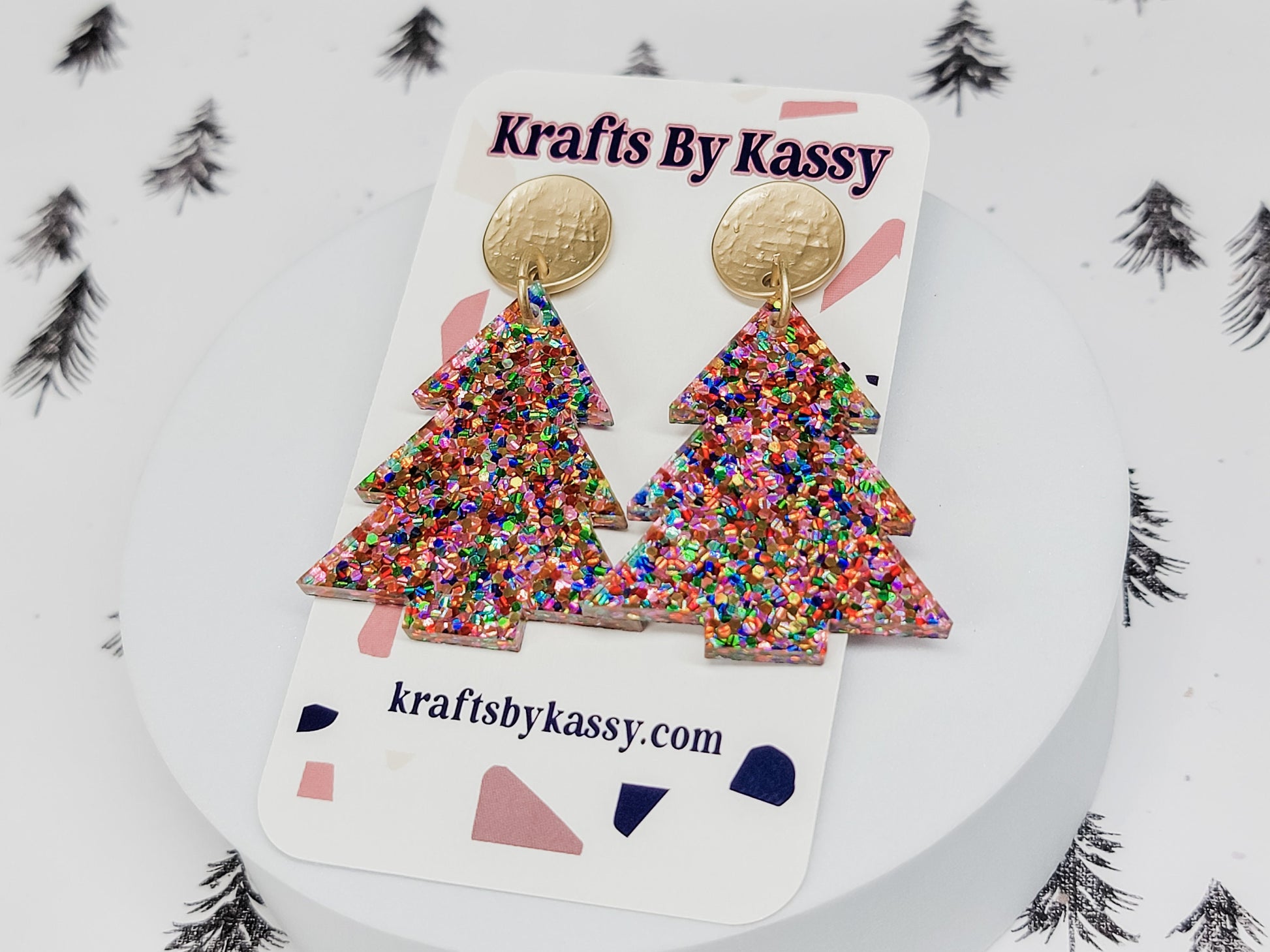 Christmas Tree Earrings, Glitter Trees, Holiday Winter Accessories, Statement Acrylic Earrings, Christmas Acrylic Earrings