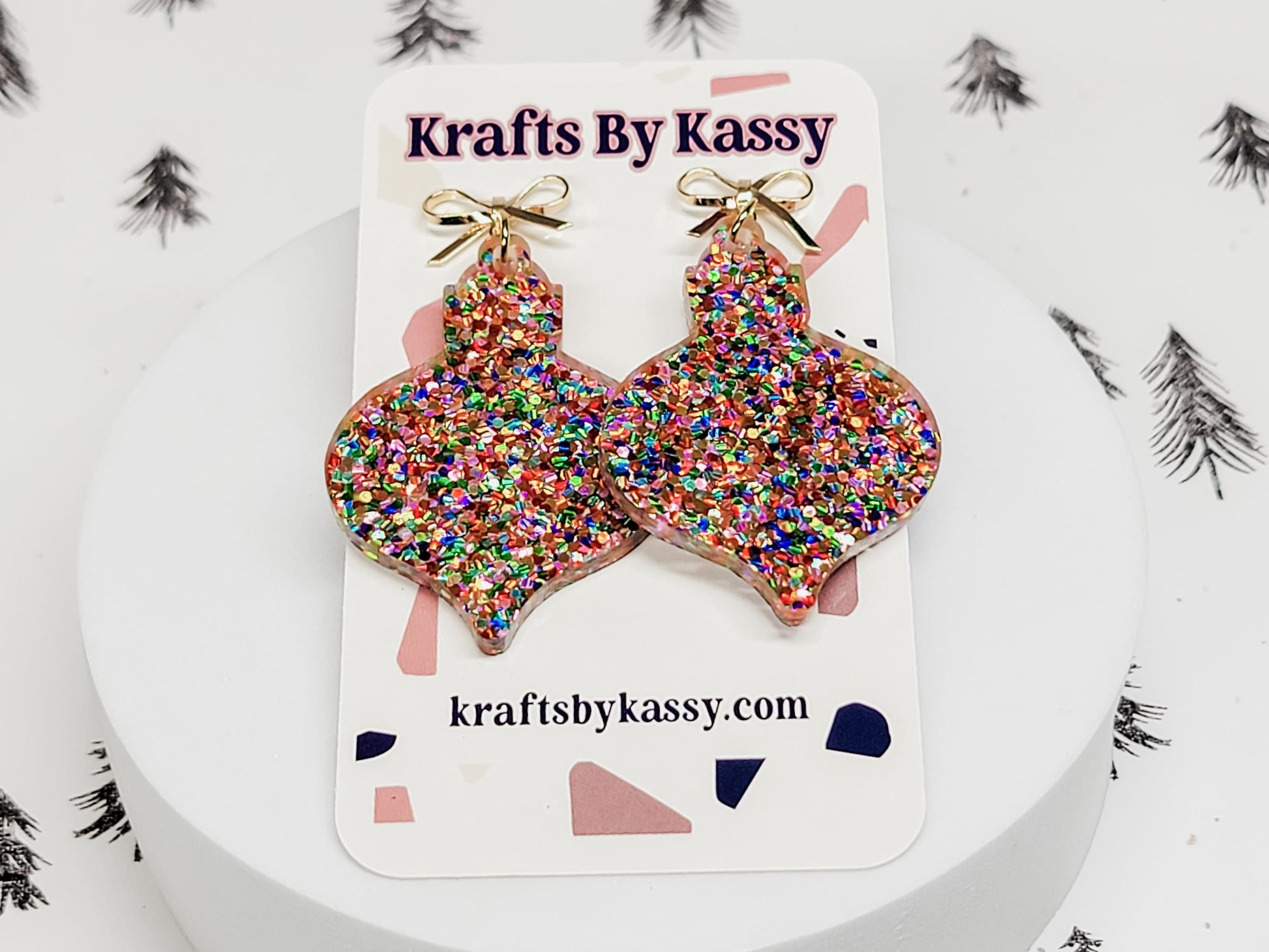 Christmas Ornament Earrings, Holiday Winter Accessories, Statement Acrylic Earrings, Christmas Acrylic Earrings, Glitter Earrings