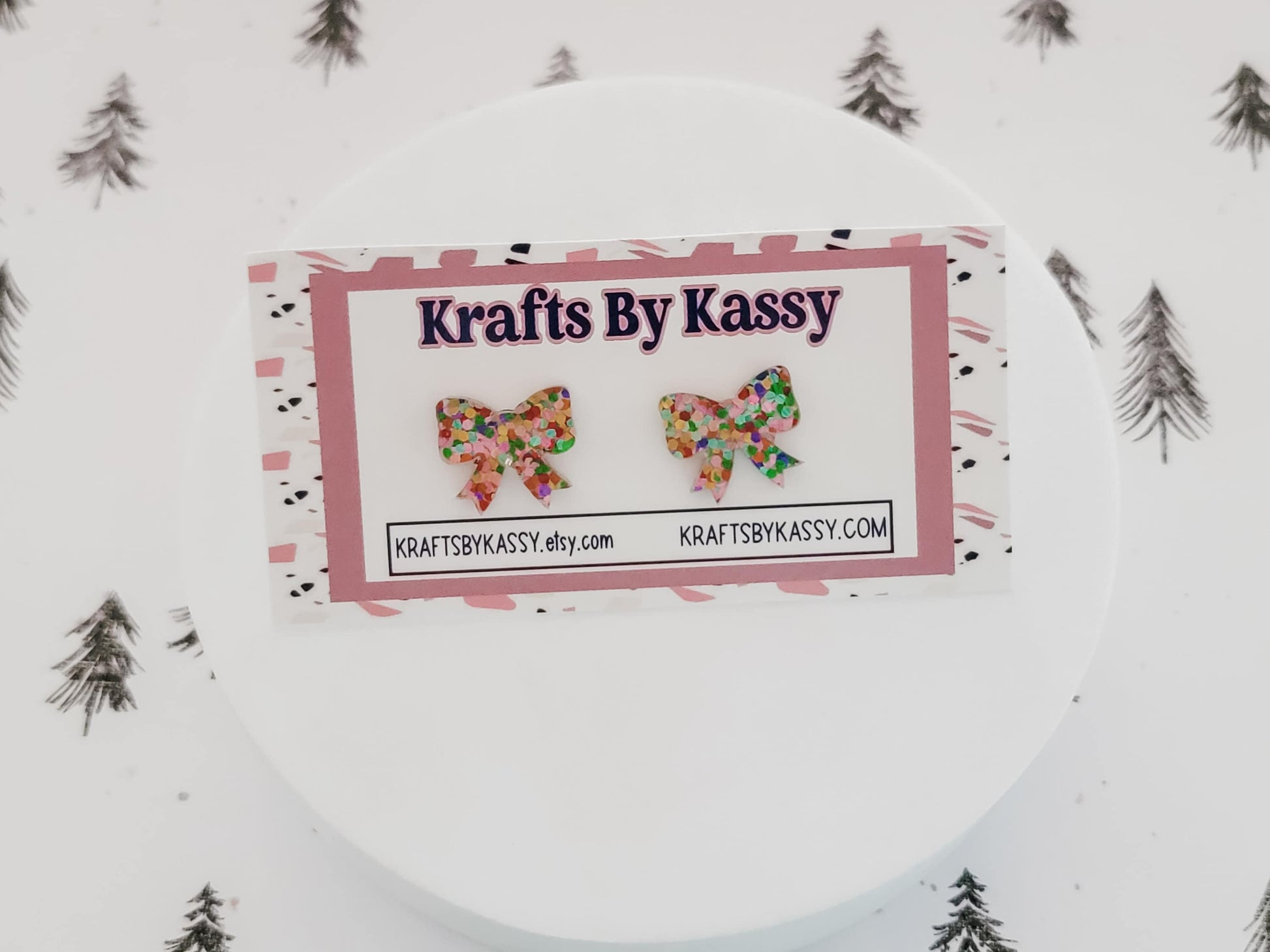 Bow Studs, Bow Earrings, Holiday Winter Accessories, Statement Acrylic Earrings, Christmas Acrylic Earrings, Glitter Bow Stud