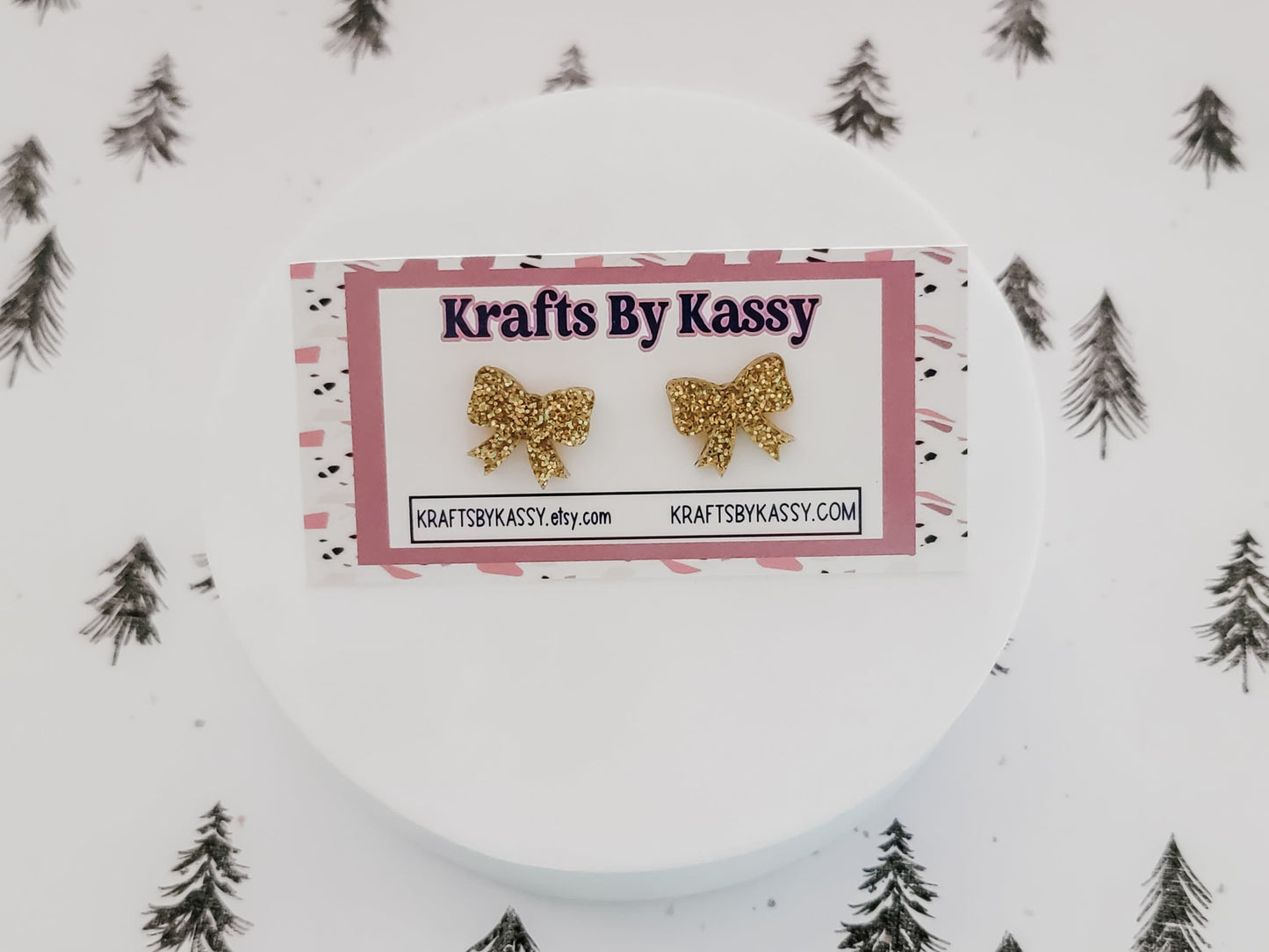 Bow Studs, Bow Earrings, Holiday Winter Accessories, Statement Acrylic Earrings, Christmas Acrylic Earrings, Glitter Bow Stud