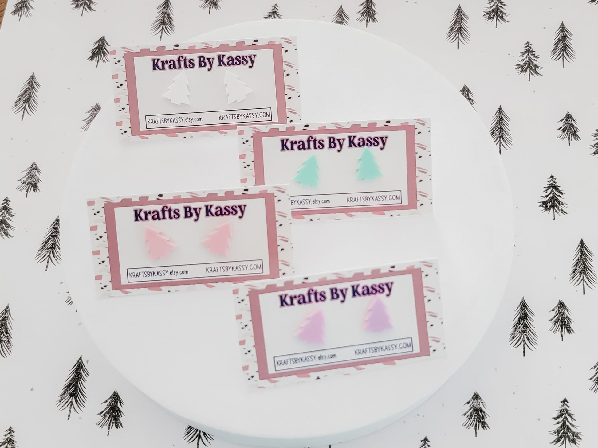 Christmas Tree Studs, Tree Earrings, Holiday Winter Accessories, Statement Acrylic Earrings, Christmas Acrylic Earrings, Pastel Tree Studs