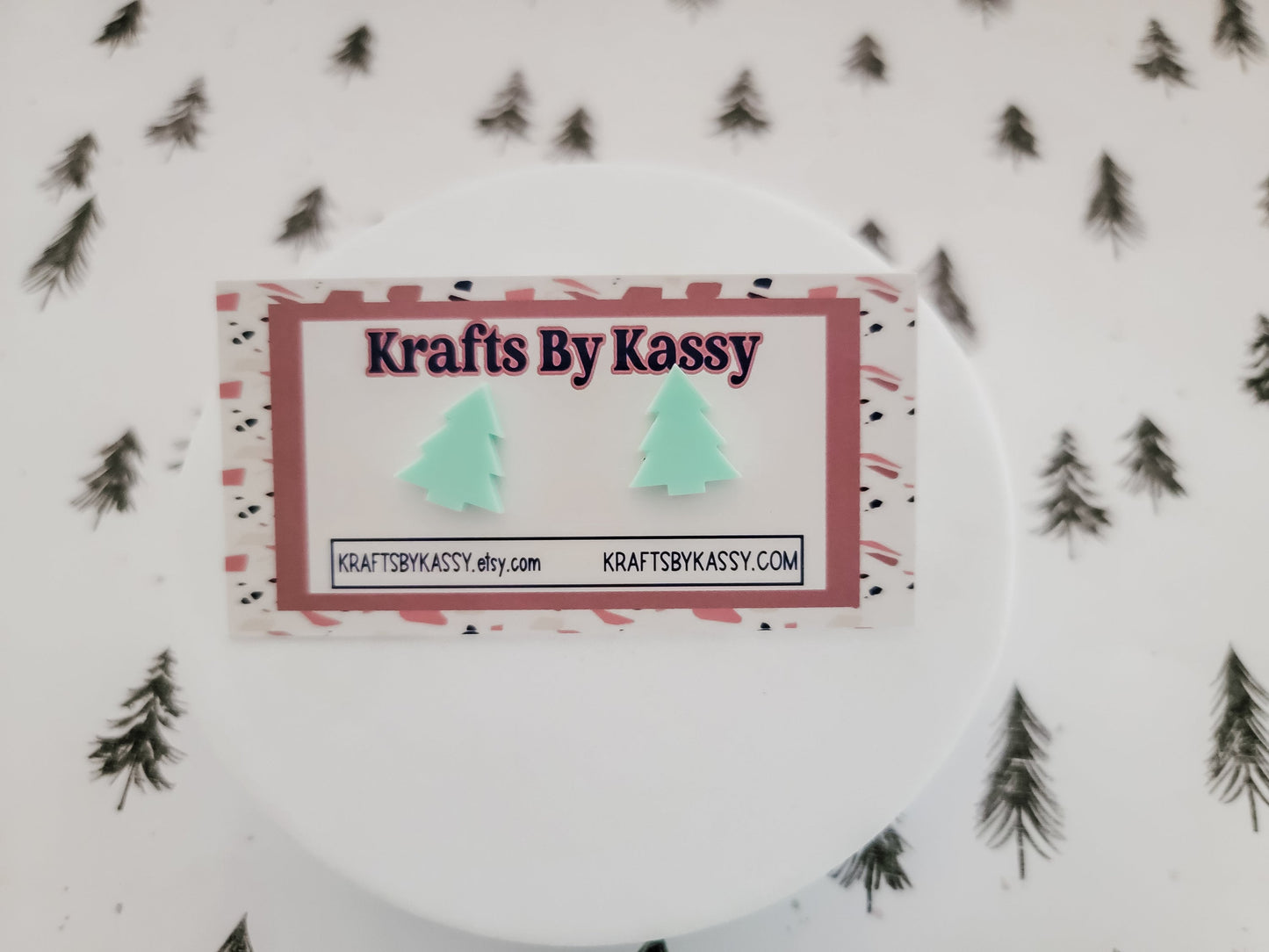 Christmas Tree Studs, Tree Earrings, Holiday Winter Accessories, Statement Acrylic Earrings, Christmas Acrylic Earrings, Pastel Tree Studs