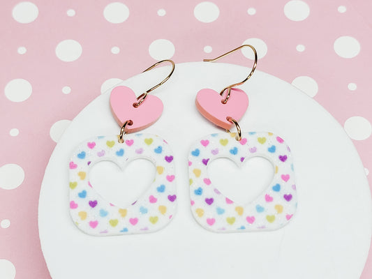 Heart Earrings, Valentine's Earrings, Fun Accessories, Statement Acrylic Earrings, Heart Acrylic Earrings, Acrylic Jewelry