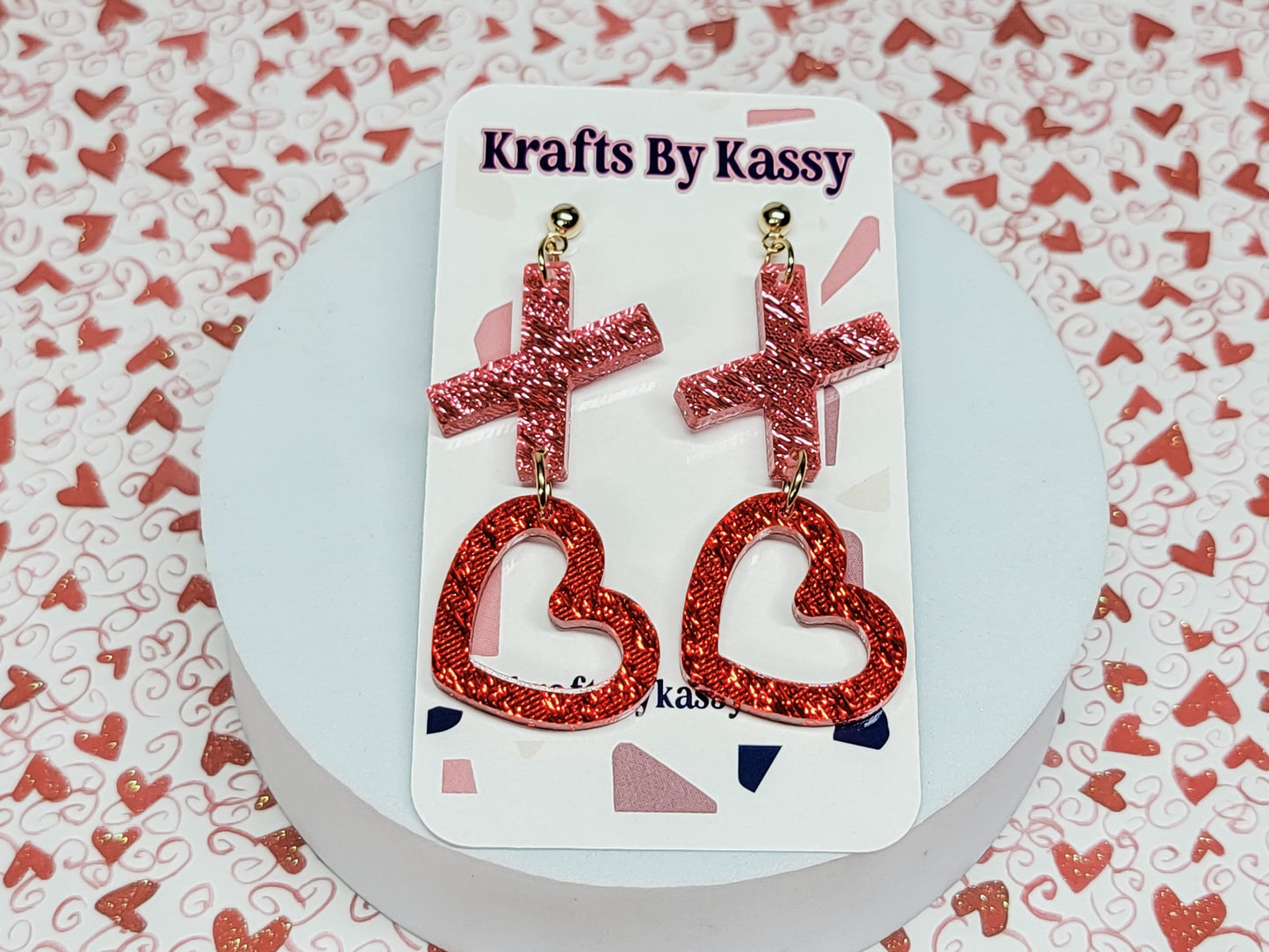 XO Acrylic Earrings, Valentine Jewelry, Fun Accessories, Statement Acrylic Earrings, Heart Acrylic Earrings, Pink Glitter