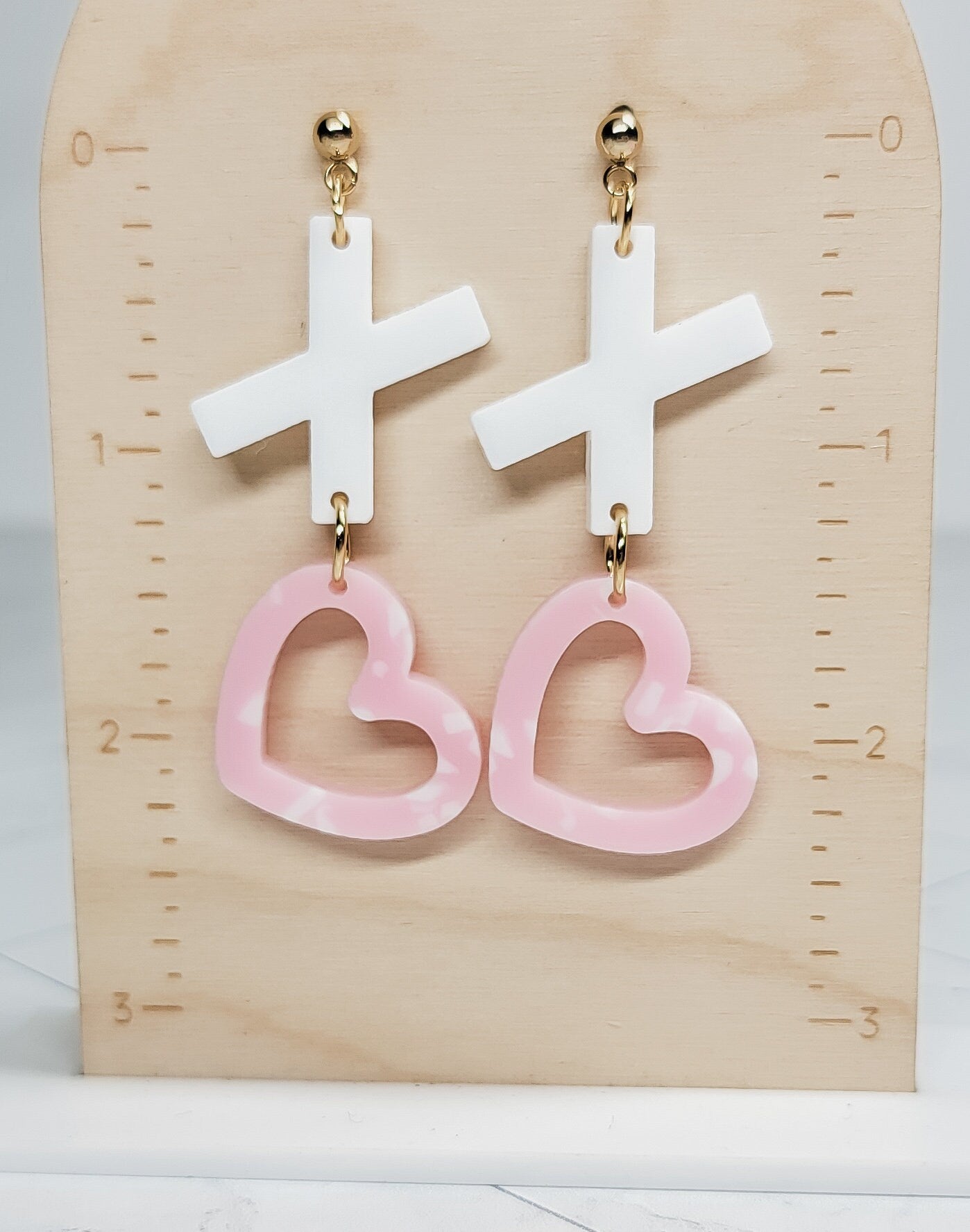 XO Acrylic Earrings, Valentine Jewelry, Fun Accessories, Statement Acrylic Earrings, Heart Acrylic Earrings, Pink Marble