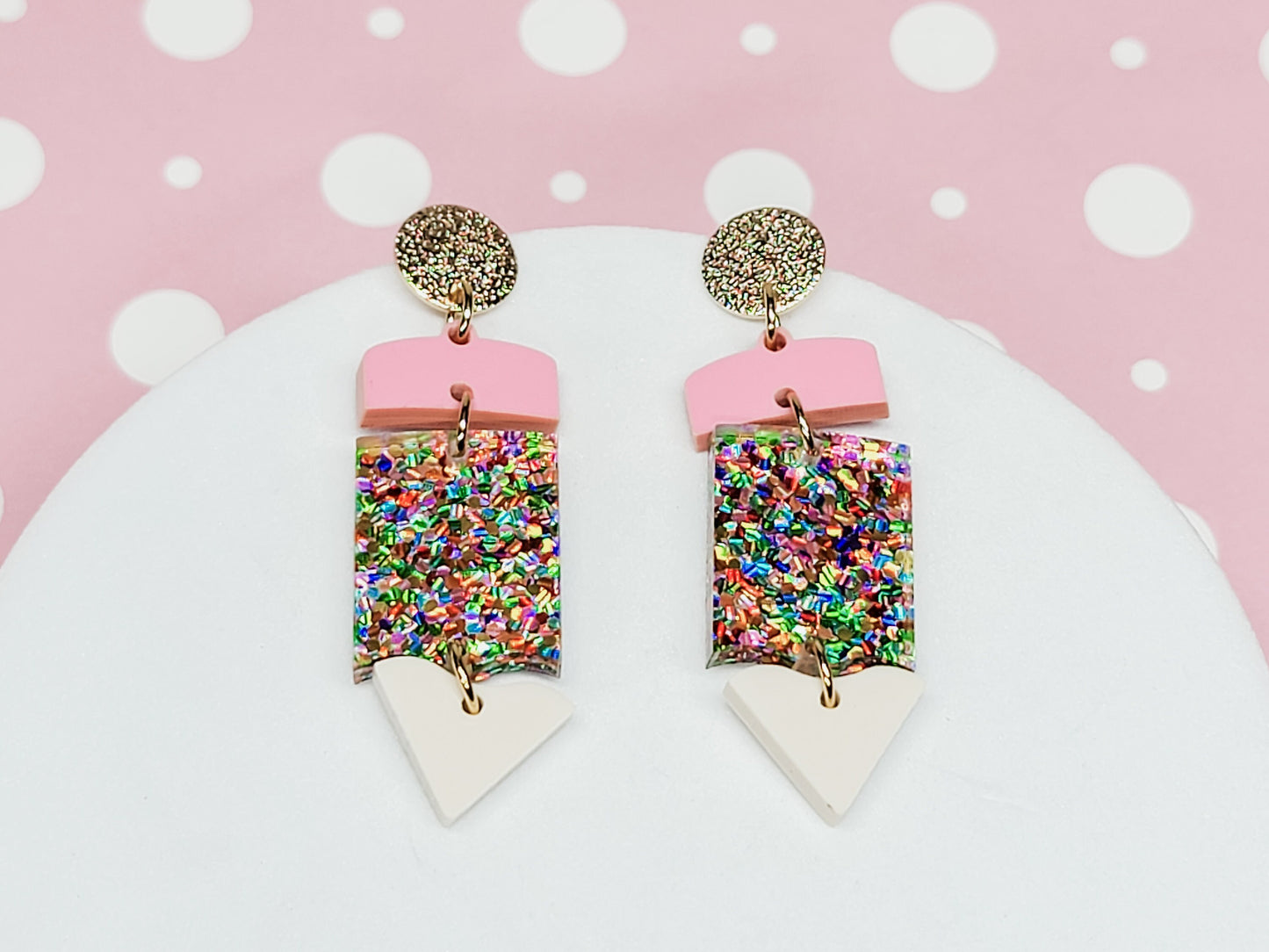 Pencil Acrylic Earring, Teacher Gift, Fun Accessory, Teacher Jewelry