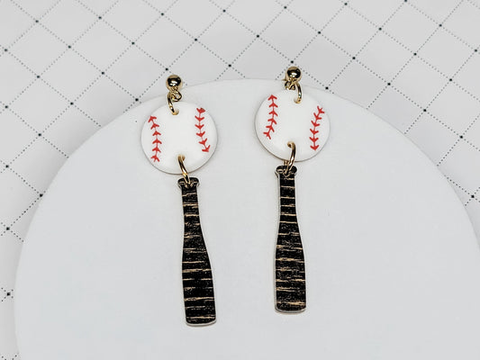 Baseball Bat Earrings, Sports Jewelry, Statement Acrylic Earrings, Baseball Jewelry, Acrylic Dangles, Sports Mama Gift