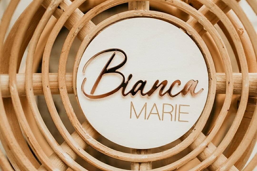 3D Name Sign, Engraved Wood Acrylic Name Sign, Name Announcement Plaque, Rose Gold Nursery Decor, Newborn Photo Props, Baby Shower Gift