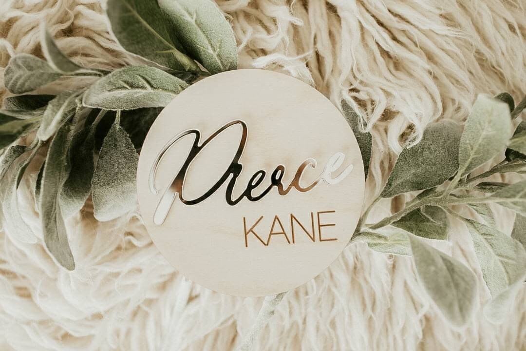 3D Name Sign, Engraved Wood Acrylic Name Sign, Name Announcement Plaque, Rose Gold Nursery Decor, Newborn Photo Props, Baby Shower Gift