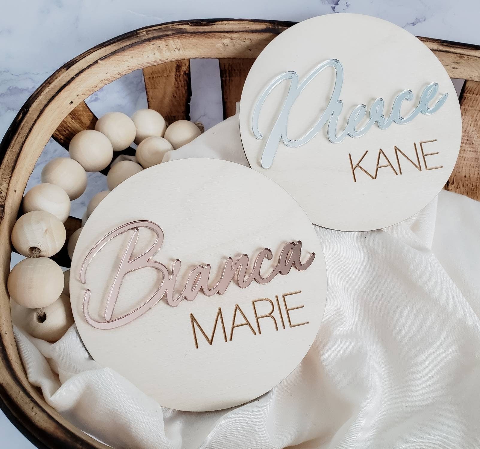 3D Name Sign, Engraved Wood Acrylic Name Sign, Name Announcement Plaque, Rose Gold Nursery Decor, Newborn Photo Props, Baby Shower Gift