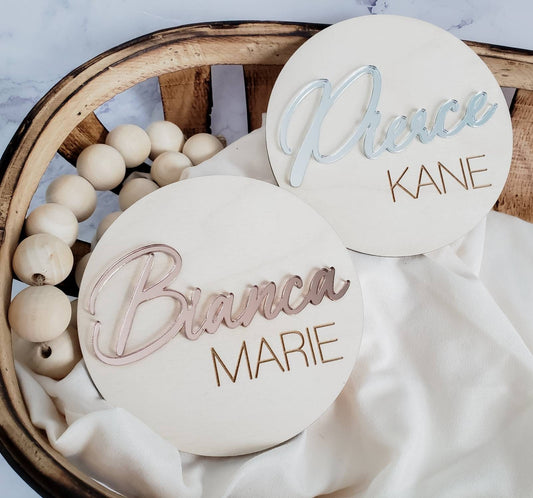 3D Name Sign, Engraved Wood Acrylic Name Sign, Name Announcement Plaque, Rose Gold Nursery Decor, Newborn Photo Props, Baby Shower Gift