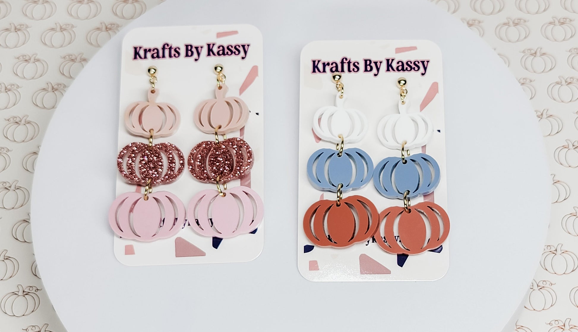 Blue & Orange Stacked Pumpkin Earrings