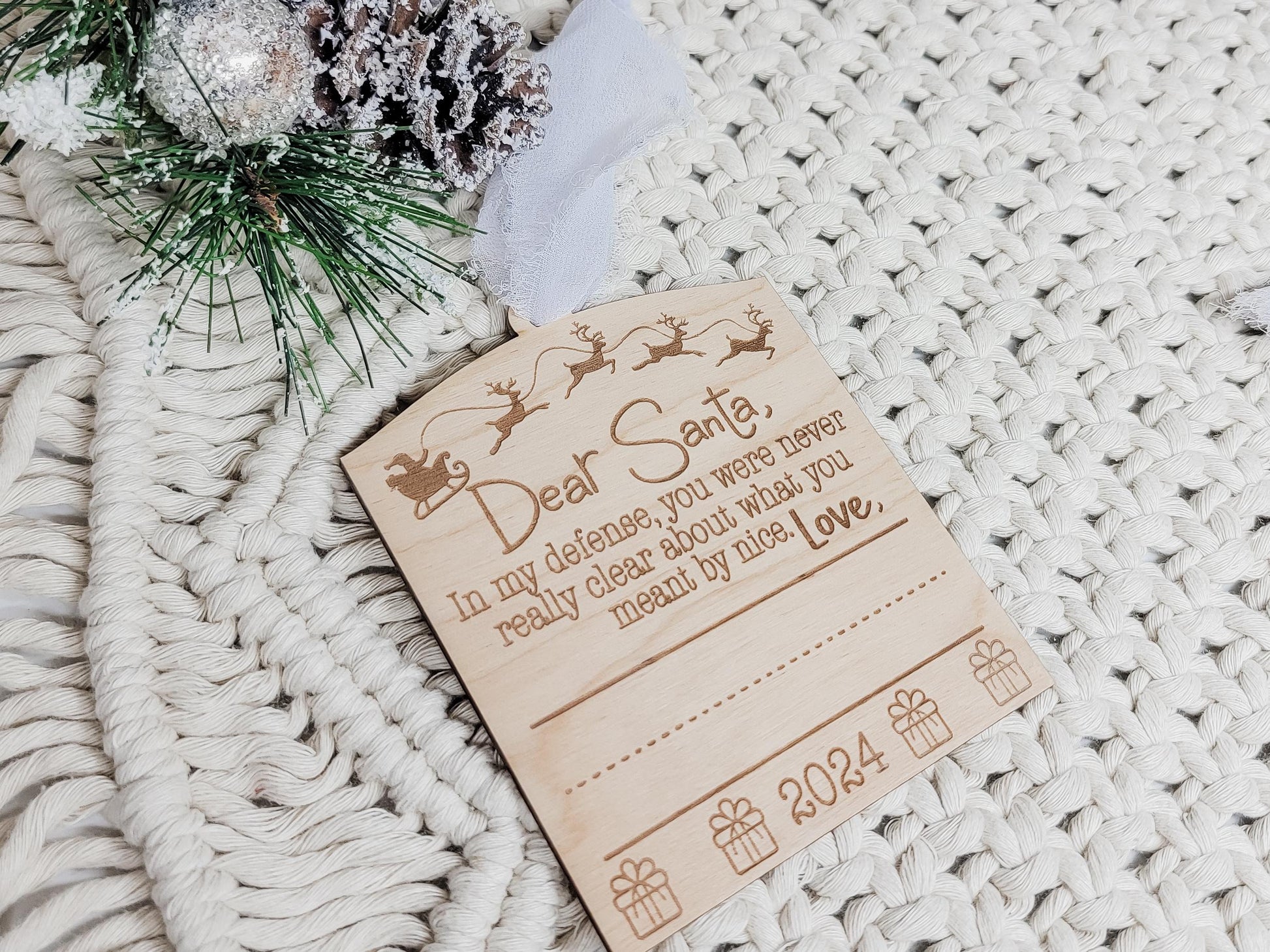 Dear Santa Ornament, Personalized Ornament, Funny Ornament, Christmas Decor, Gift Tag, Kid Gift Tag, Present Tag