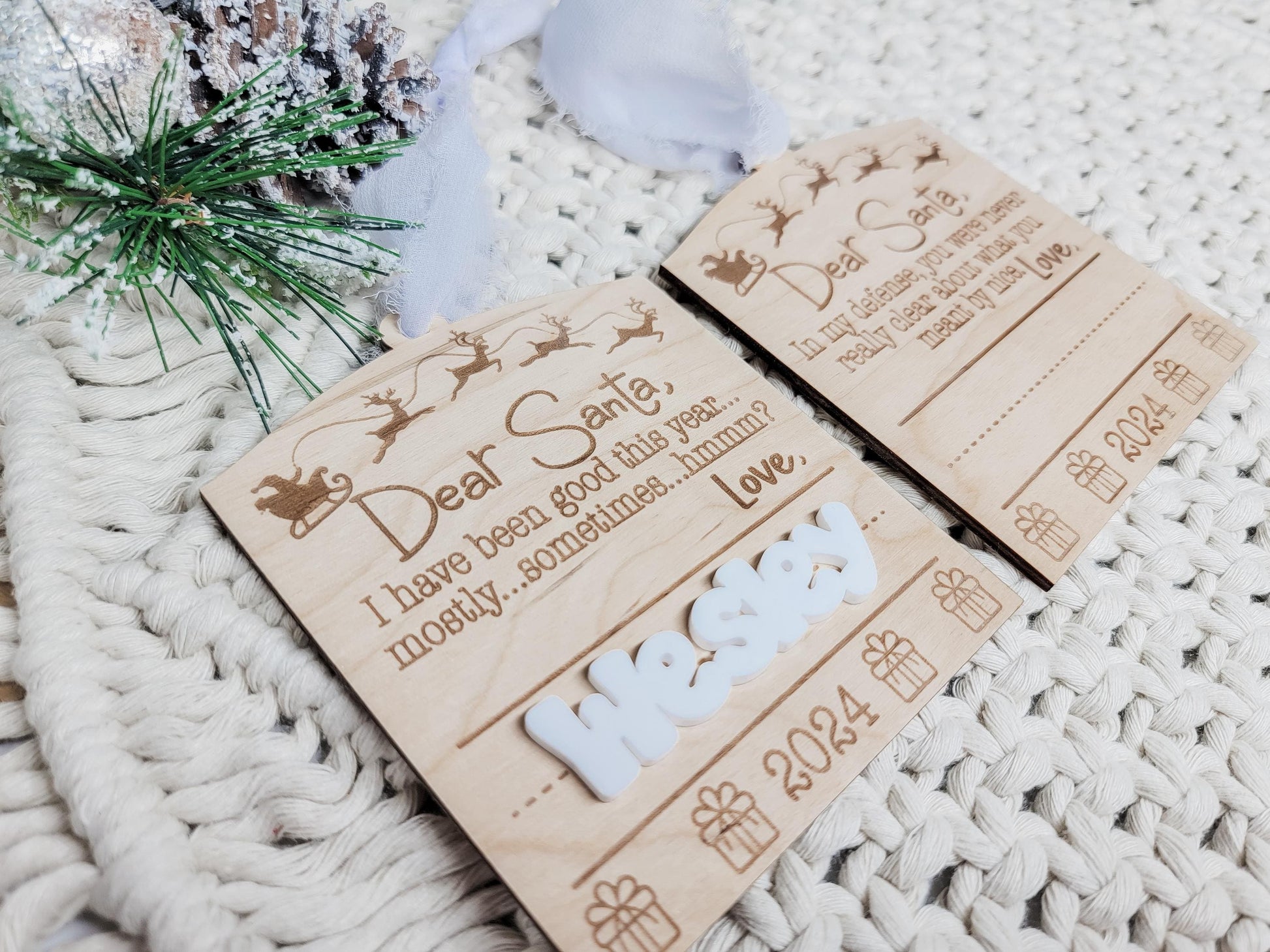 Dear Santa Ornament, Personalized Ornament, Funny Ornament, Christmas Decor, Gift Tag, Kid Gift Tag, Present Tag