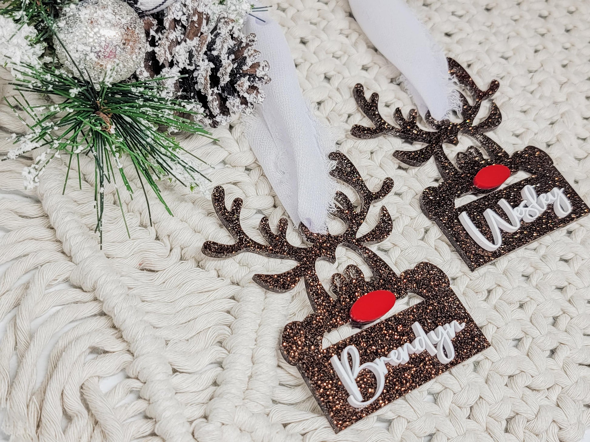 Reindeer Ornament, Personalized Ornament, Rudolph Ornament, Christmas Decor, Gift Tag, Kid Gift Tag, Present Tag