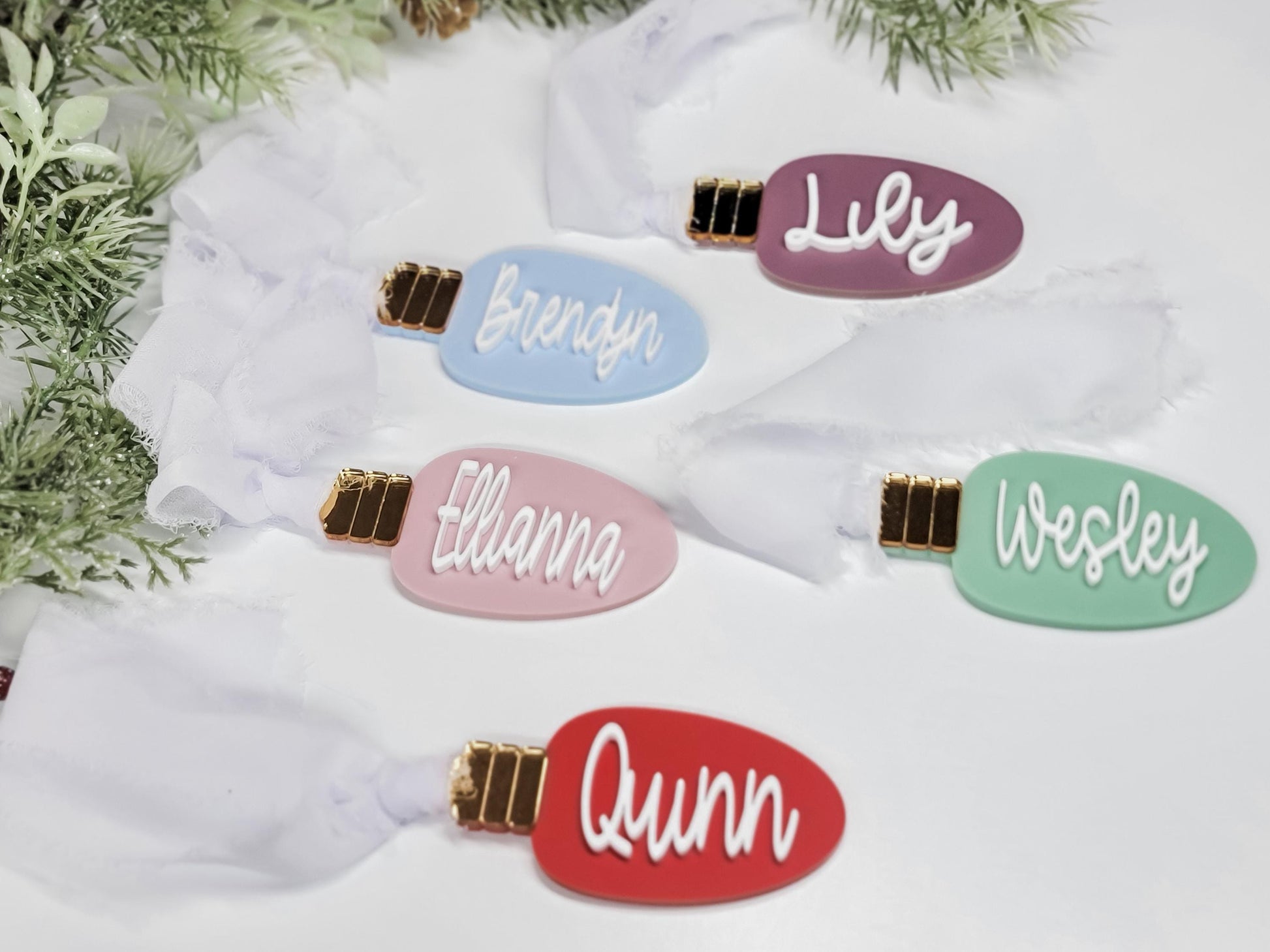 Personalized Christmas Bulb Ornament, Custom Ornament, Bulb Tag, Christmas Decor, Gift Tag, Kid Gift Tag, Present Tag
