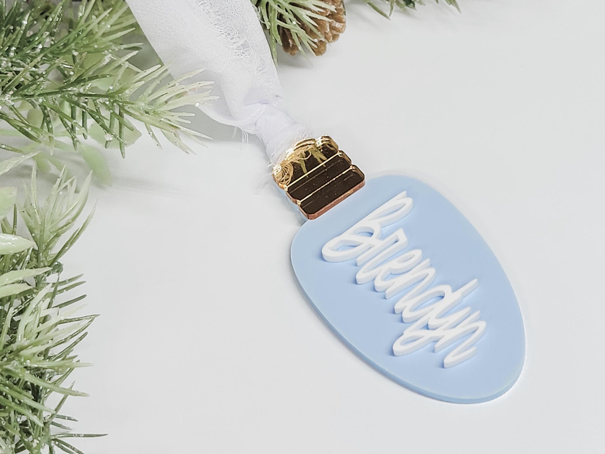Personalized Christmas Bulb Ornament, Custom Ornament, Bulb Tag, Christmas Decor, Gift Tag, Kid Gift Tag, Present Tag