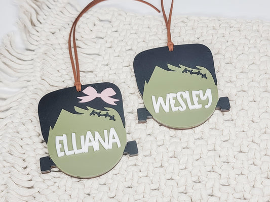 Frankenstein Halloween Tag, Boo Basket Tag, Halloween Name Tag, Trick or Treat Bag Tag, Gift for Kids. Personalized Halloween Bag Tag