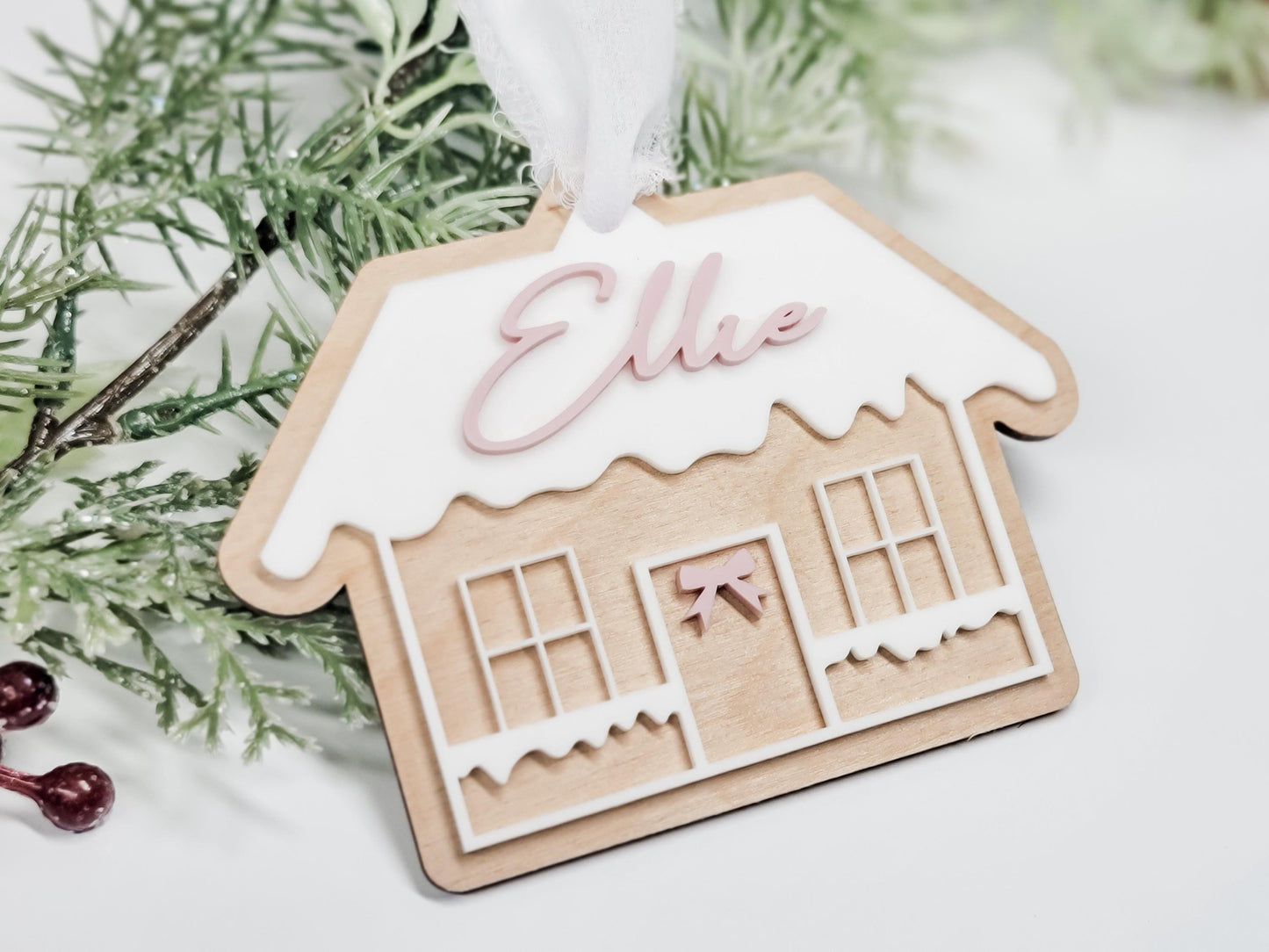 Personalized Cozy House Ornament, Custom Ornament, Gingerbread House Tag, Christmas Decor, Gift Tag, Kid Gift Tag, Present Tag