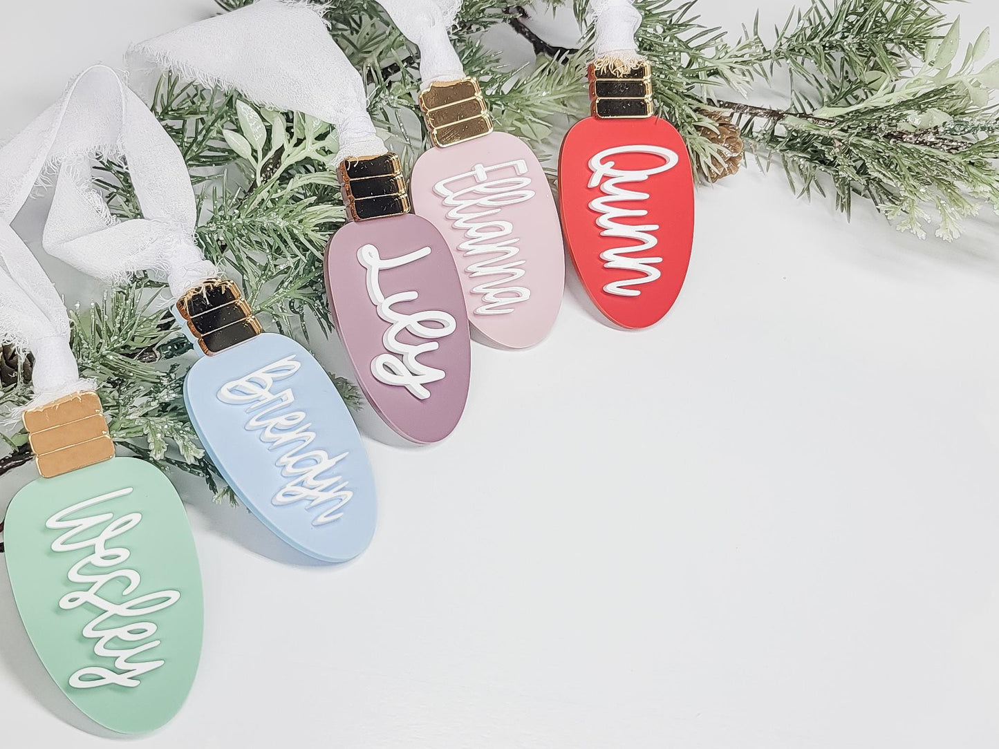 Personalized Christmas Bulb Ornament, Custom Ornament, Bulb Tag, Christmas Decor, Gift Tag, Kid Gift Tag, Present Tag