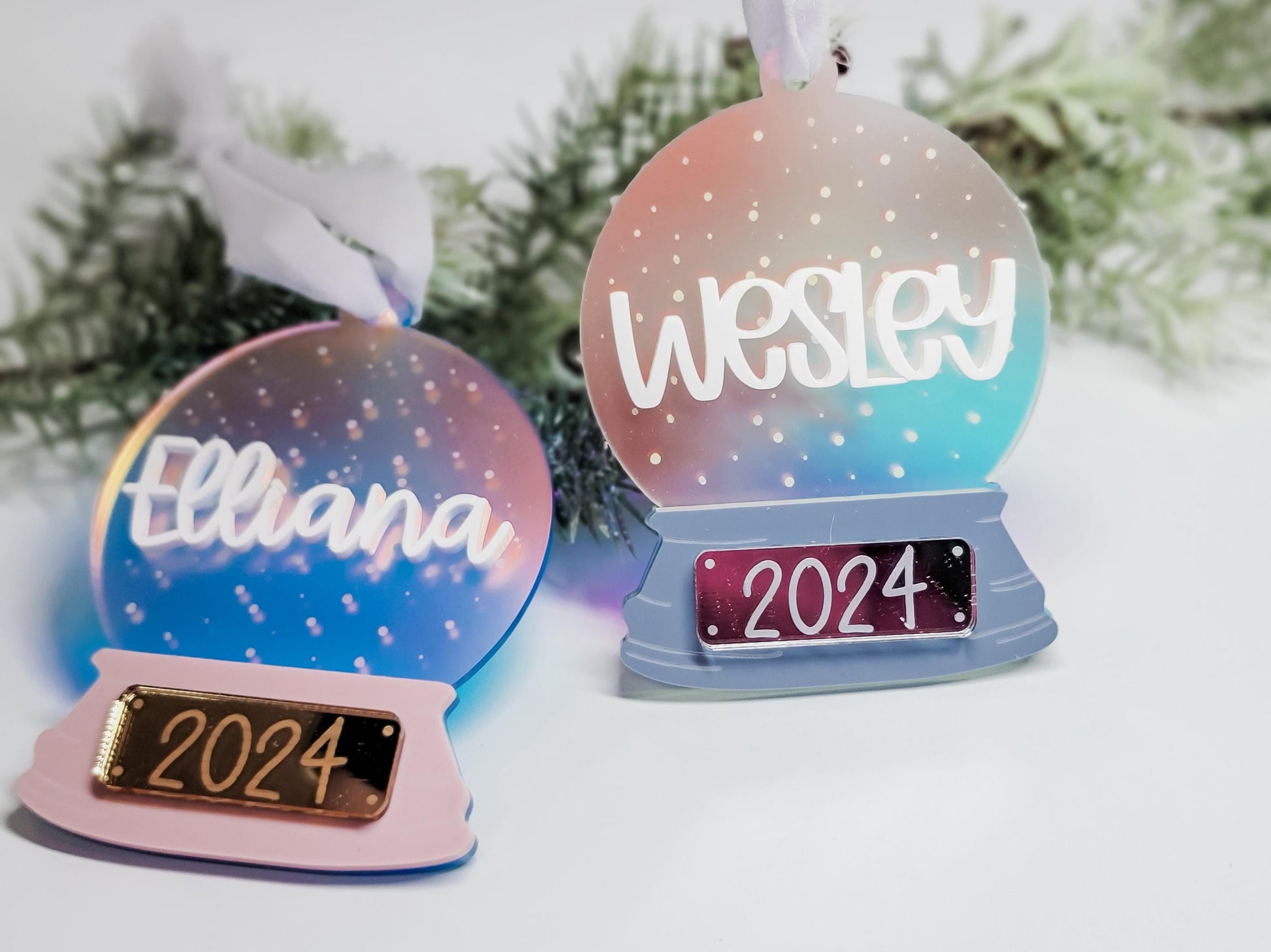 Personalized Snow Globe Ornament, Christmas Ornament, Present Tag, Christmas Decor, Gift Tag, Kid Gift Tag, Snow Globe Ornament