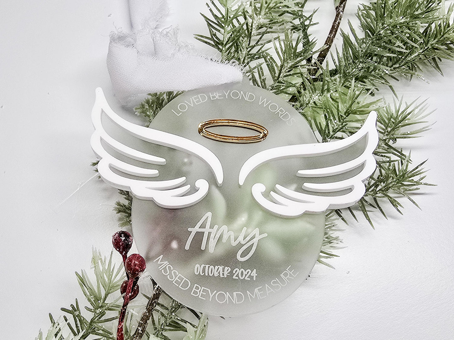 Memorial Ornament, Remembrance Ornament, Christmas Decor, Gift for Loved One, Angel Wing Ornament, Wing Gift