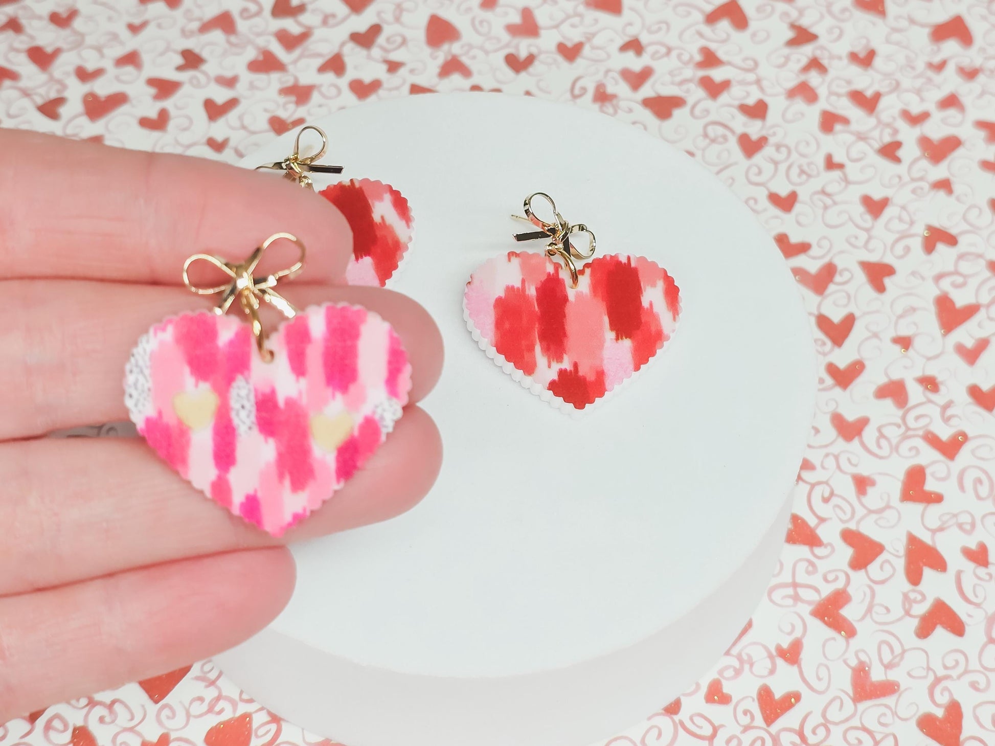 Brush Stroke Acrylic Earrings, Valentine's Accessories, Fun Accessories, Statement Acrylic Earrings, Heart Acrylic Earrings, Heart Earrings