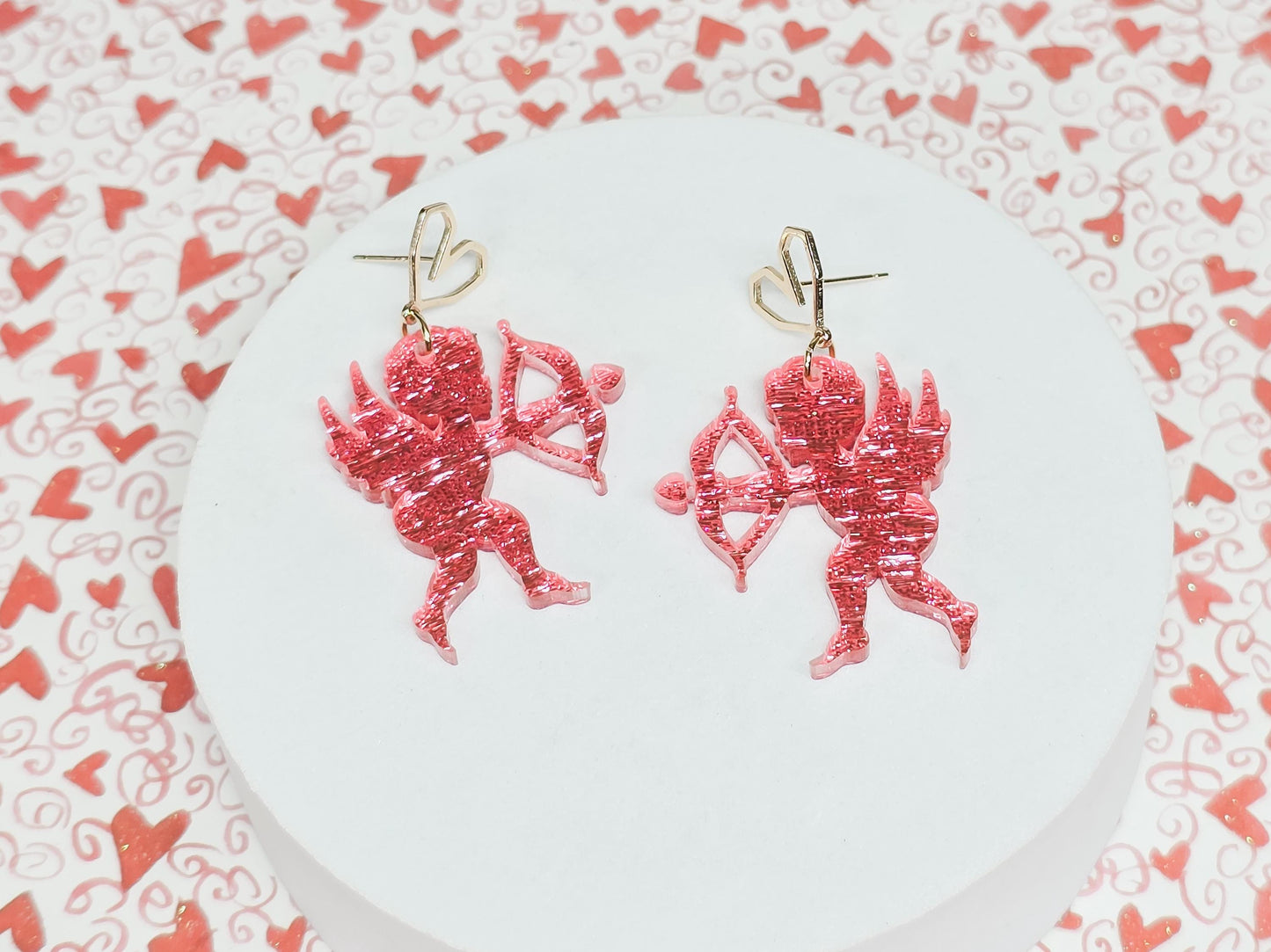 Cupid Acrylic Earrings, Valentine's Earrings, Love Accessories, Statement Acrylic Earrings, Heart Acrylic Earrings
